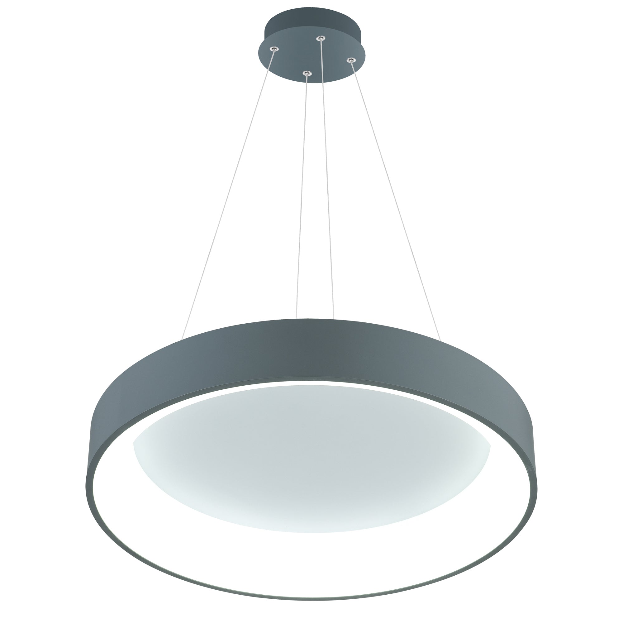 Arenal LED Drum Shade Pendant With Gray & White Finish