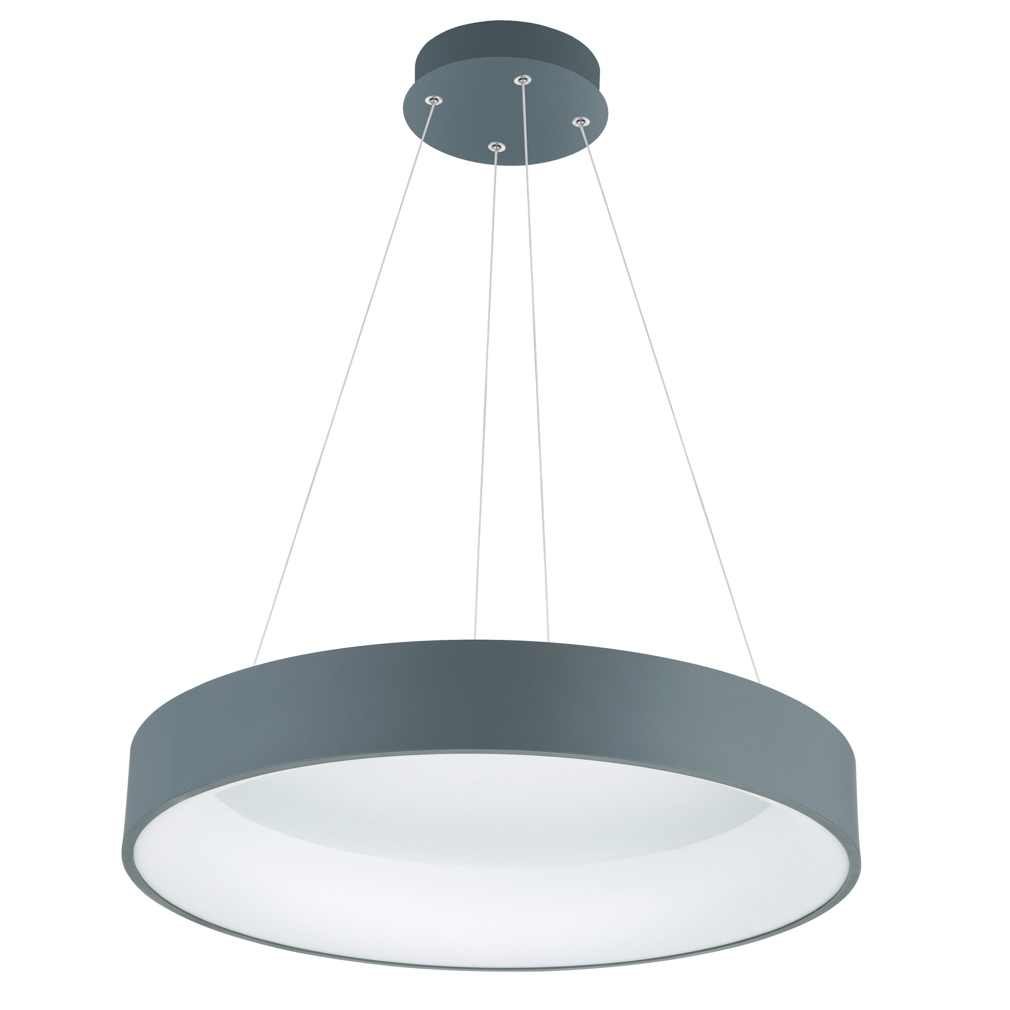 Arenal LED Drum Shade Pendant With Gray & White Finish
