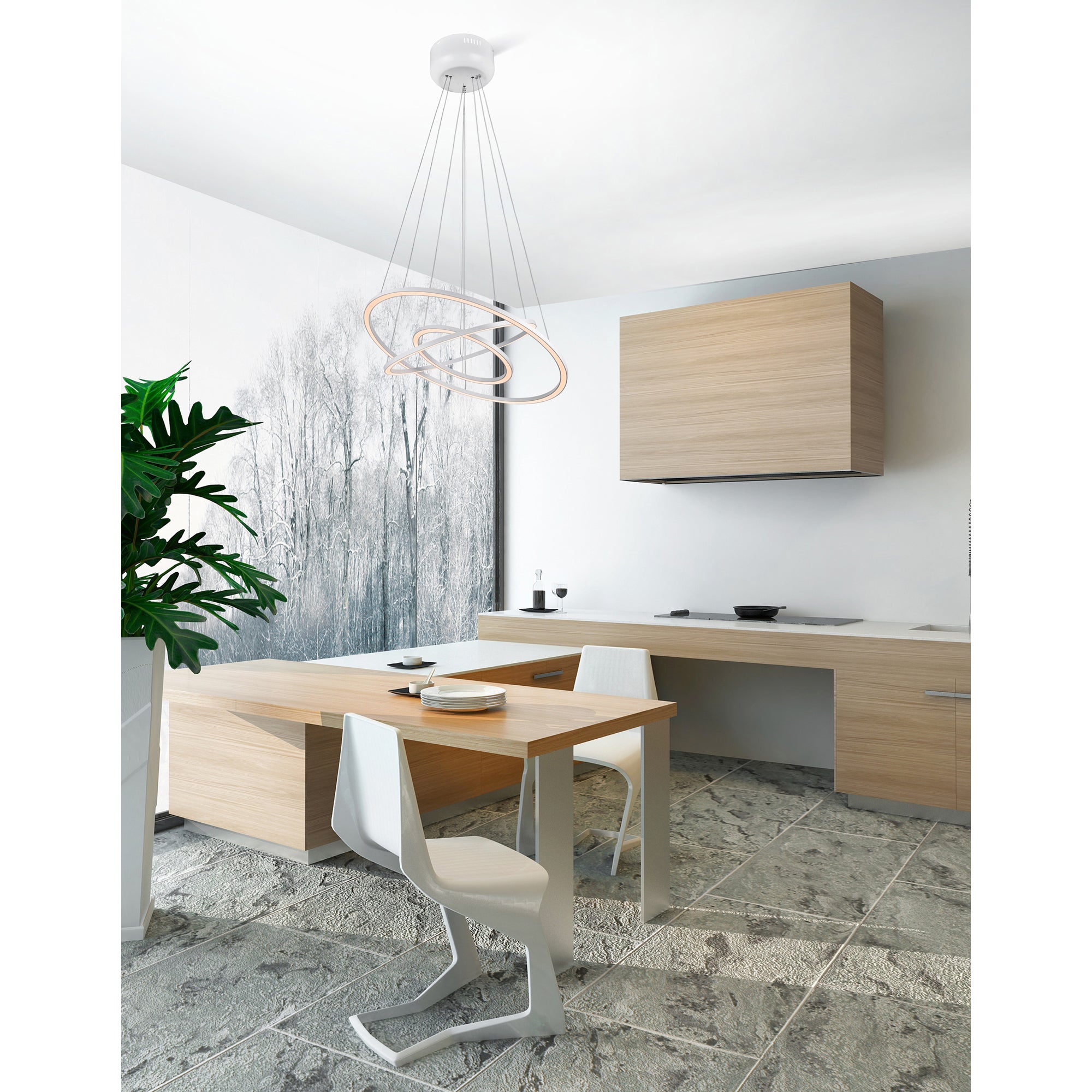 Chalice Integrated LED 31in White Chandelier