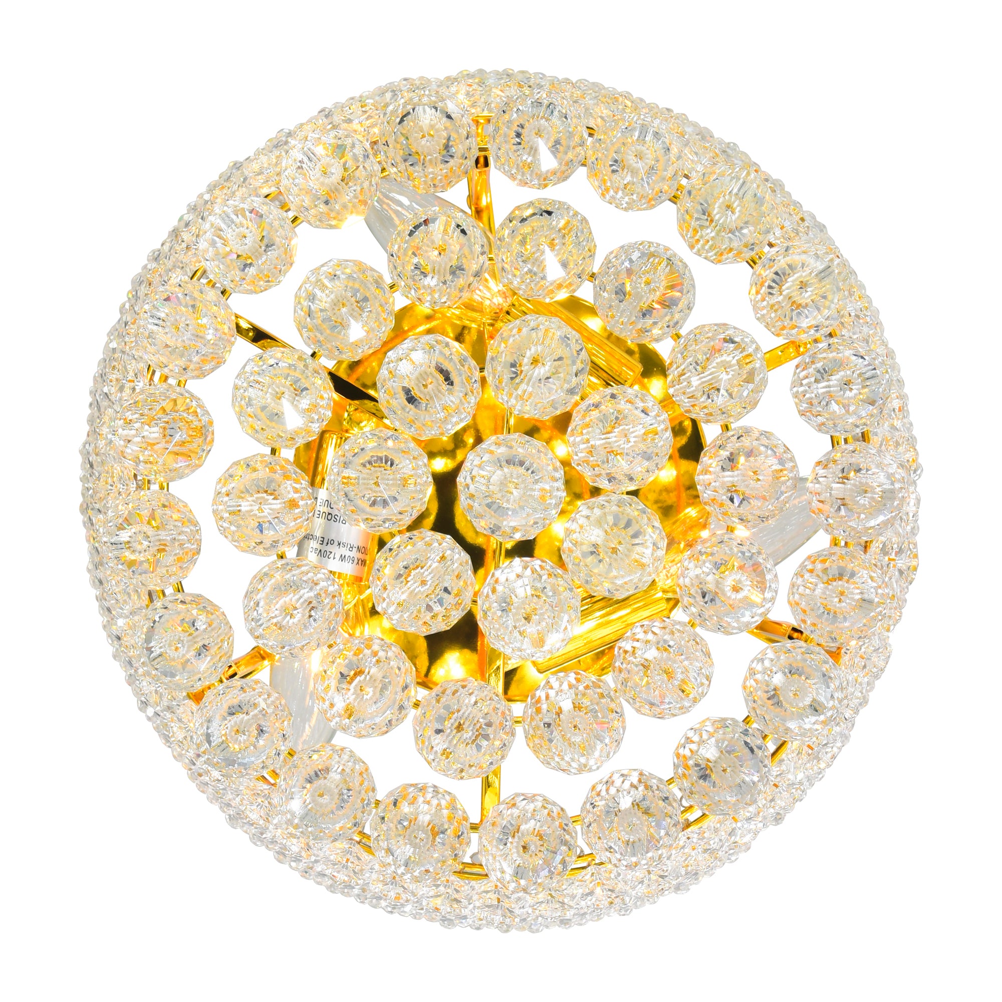 Empire 3 Light 12in Gold Flush Mount with Crystals