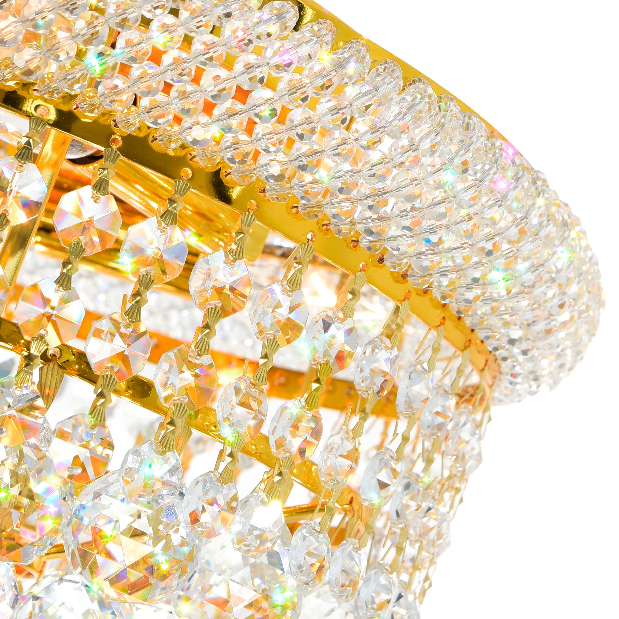 Empire 3 Light 12in Gold Flush Mount with Crystals