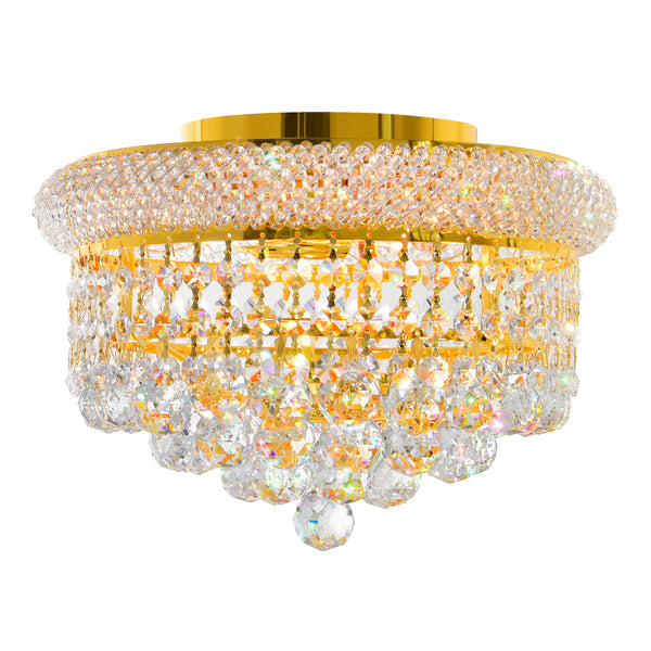 Empire 3 Light 12in Gold Flush Mount with Crystals