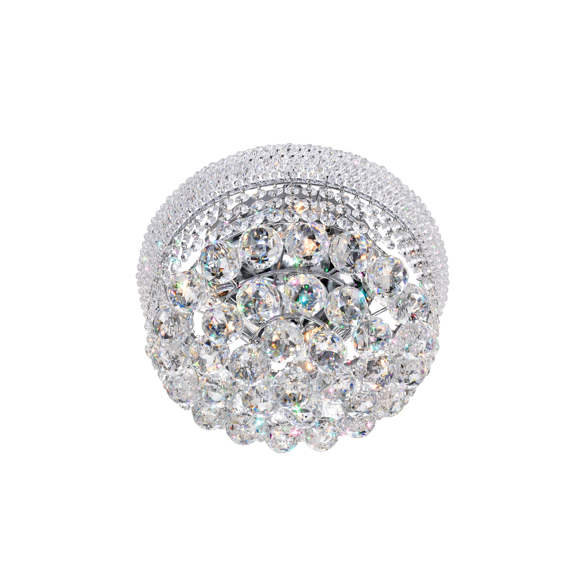 Empire 4 Light 14in Chrome Flush Mount with Crystals