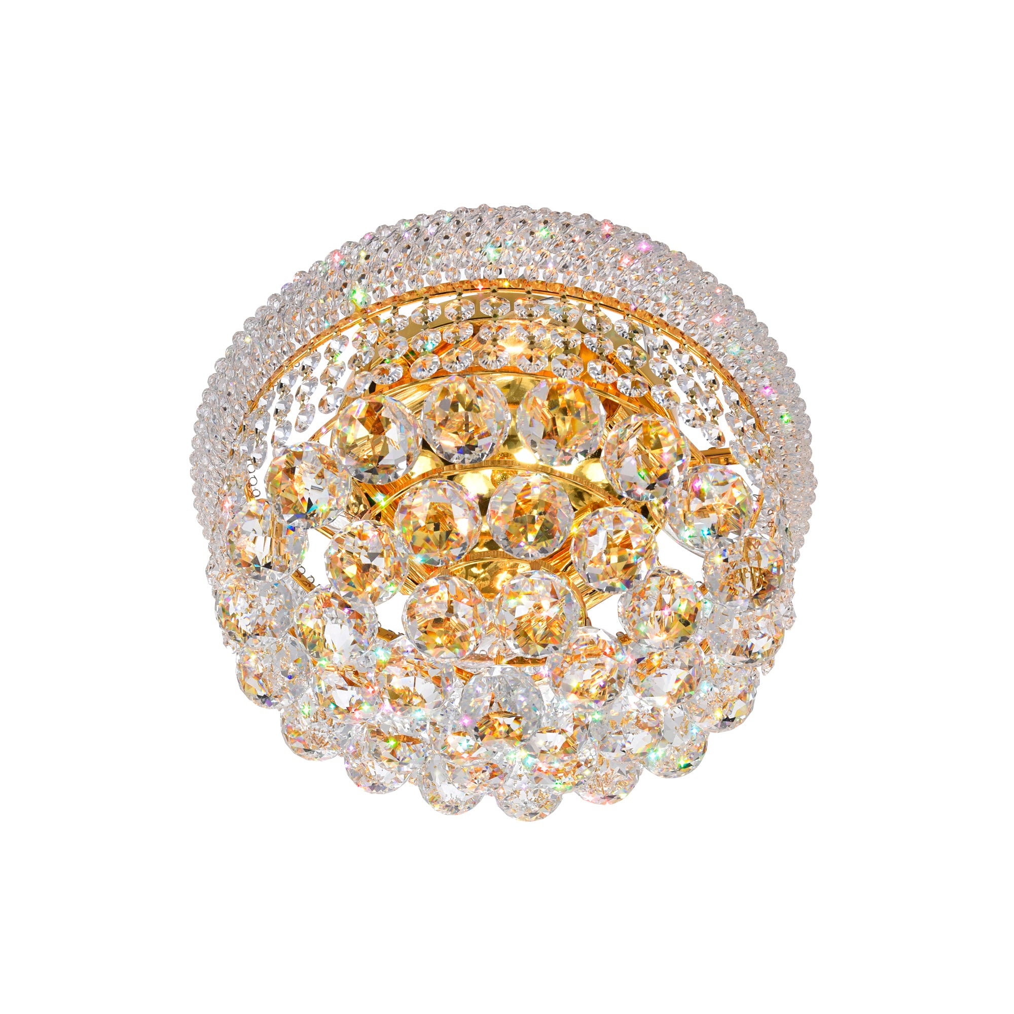 Empire 4 Light 14in Gold Flush Mount with Crystals