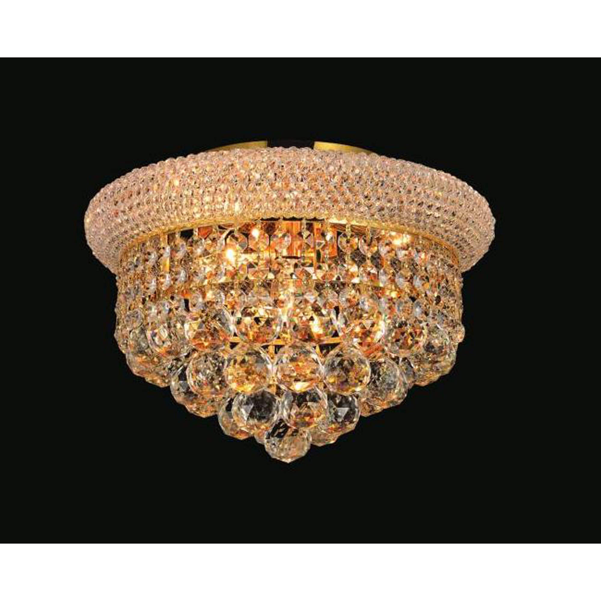 Empire 4 Light 14in Gold Flush Mount with Crystals