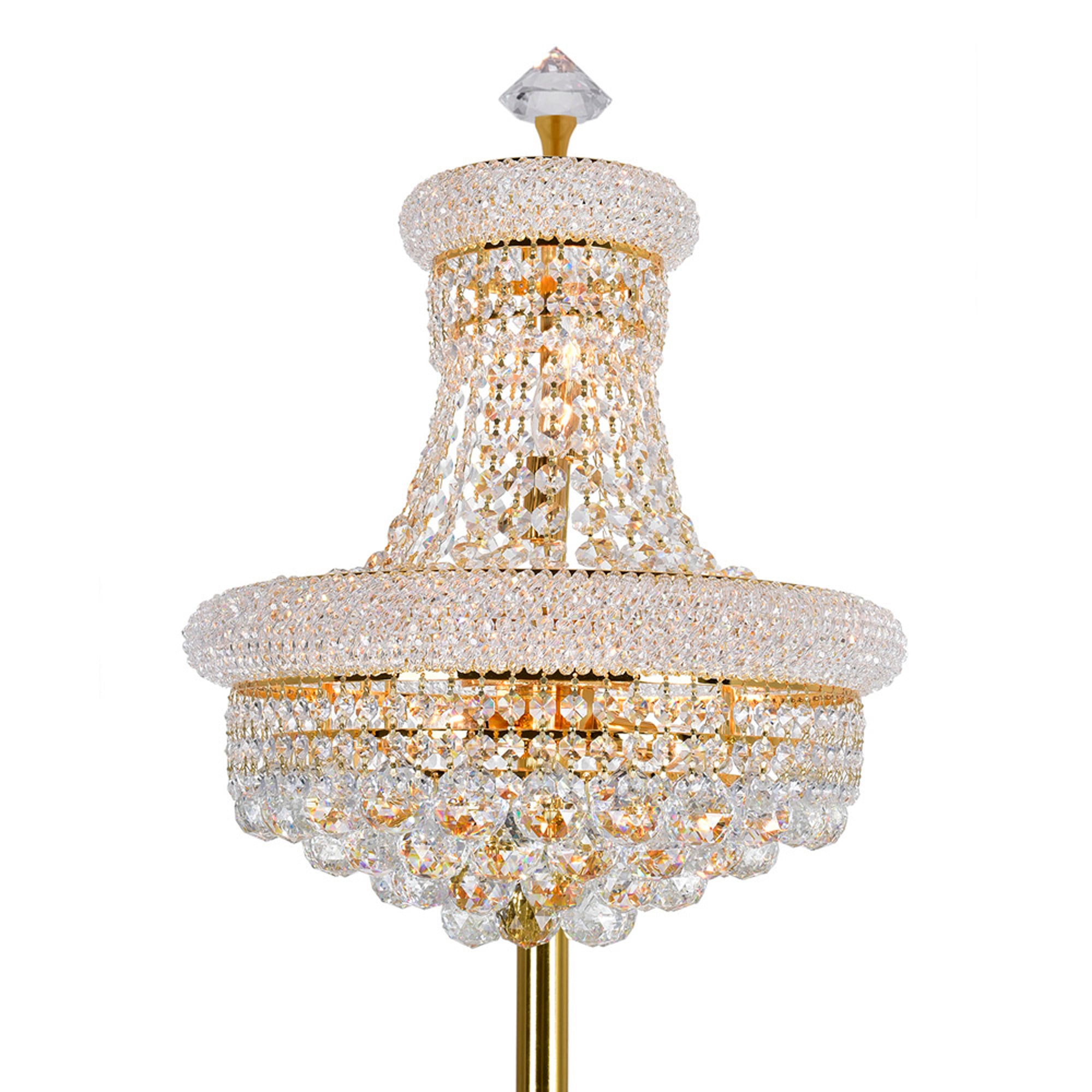Empire 8 Light 18in Gold Floor Lamp with Crystals