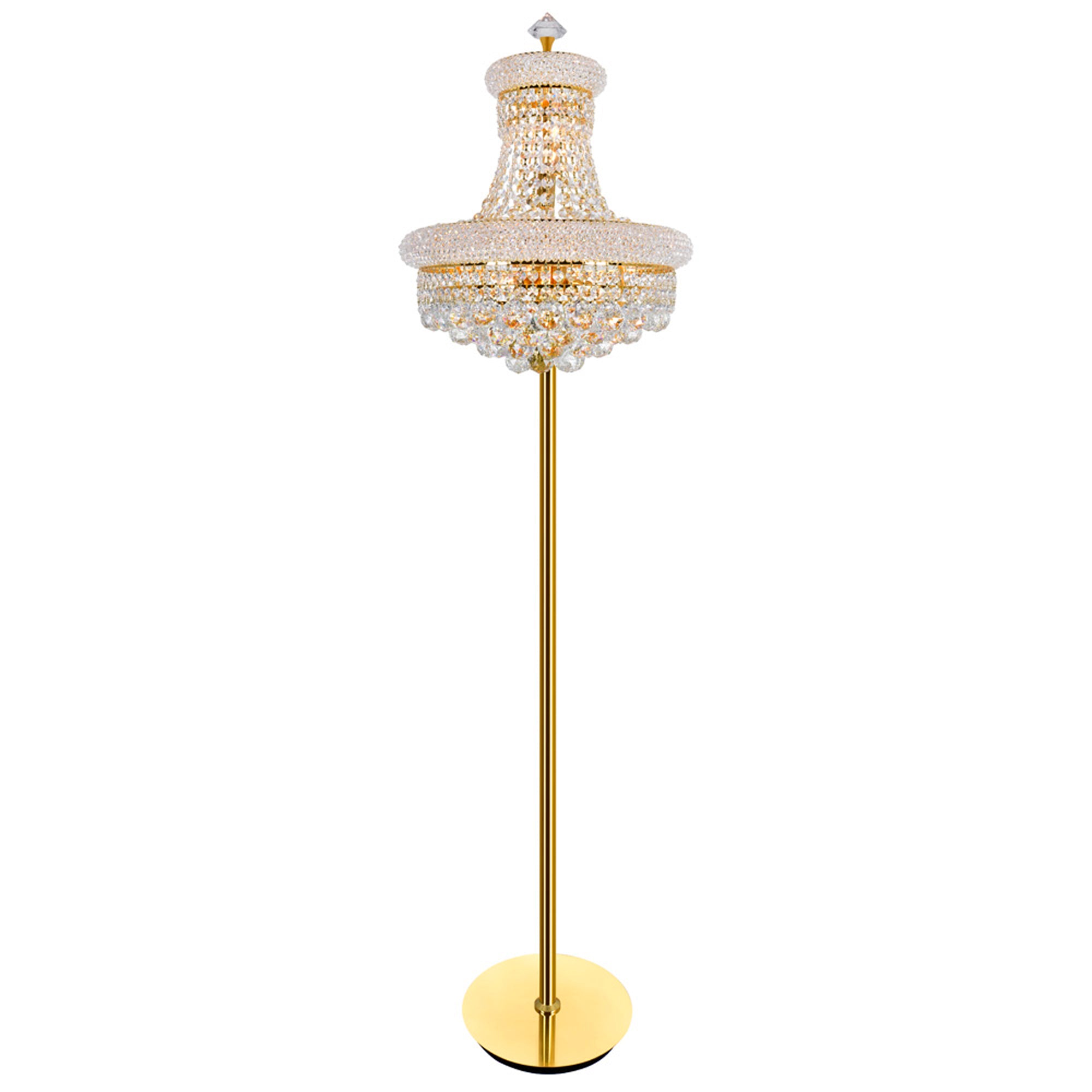 Empire 8 Light 18in Gold Floor Lamp with Crystals