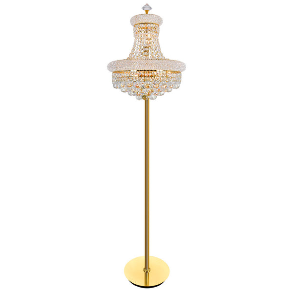 Empire 8 Light 18in Gold Floor Lamp with Crystals
