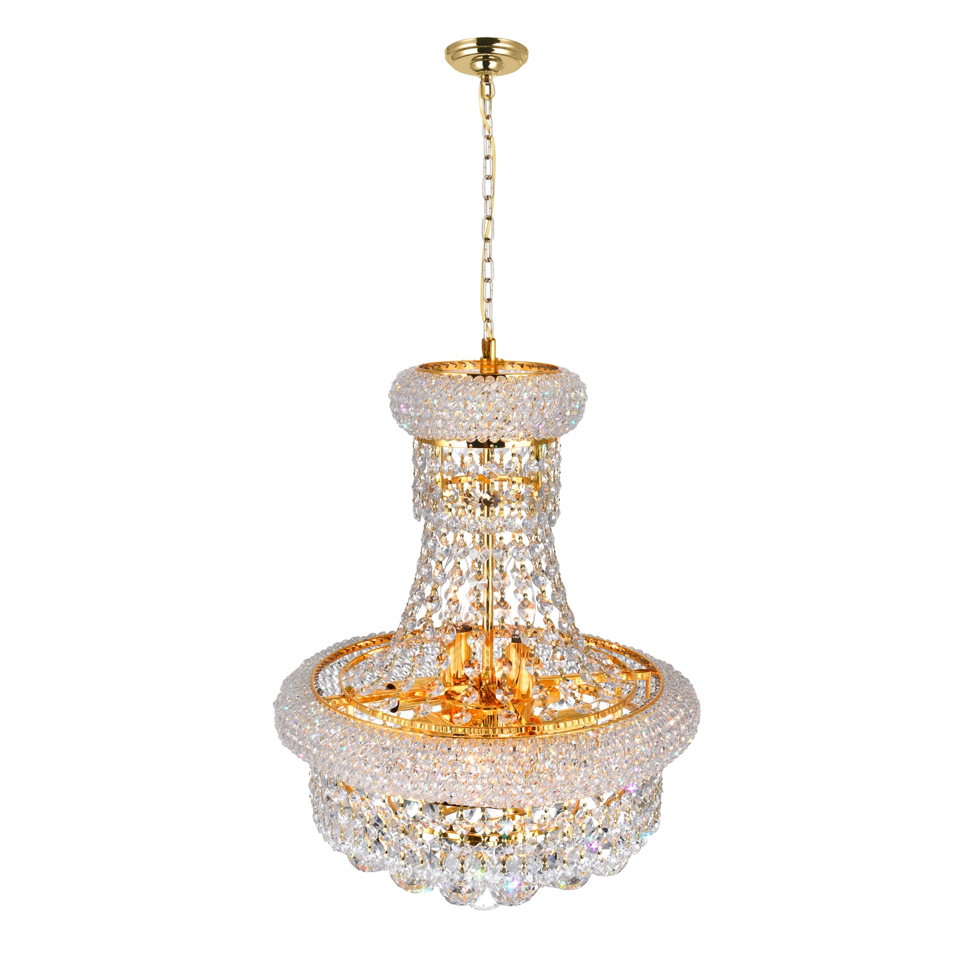Empire 6 Light 14in Gold Chandelier with Crystals