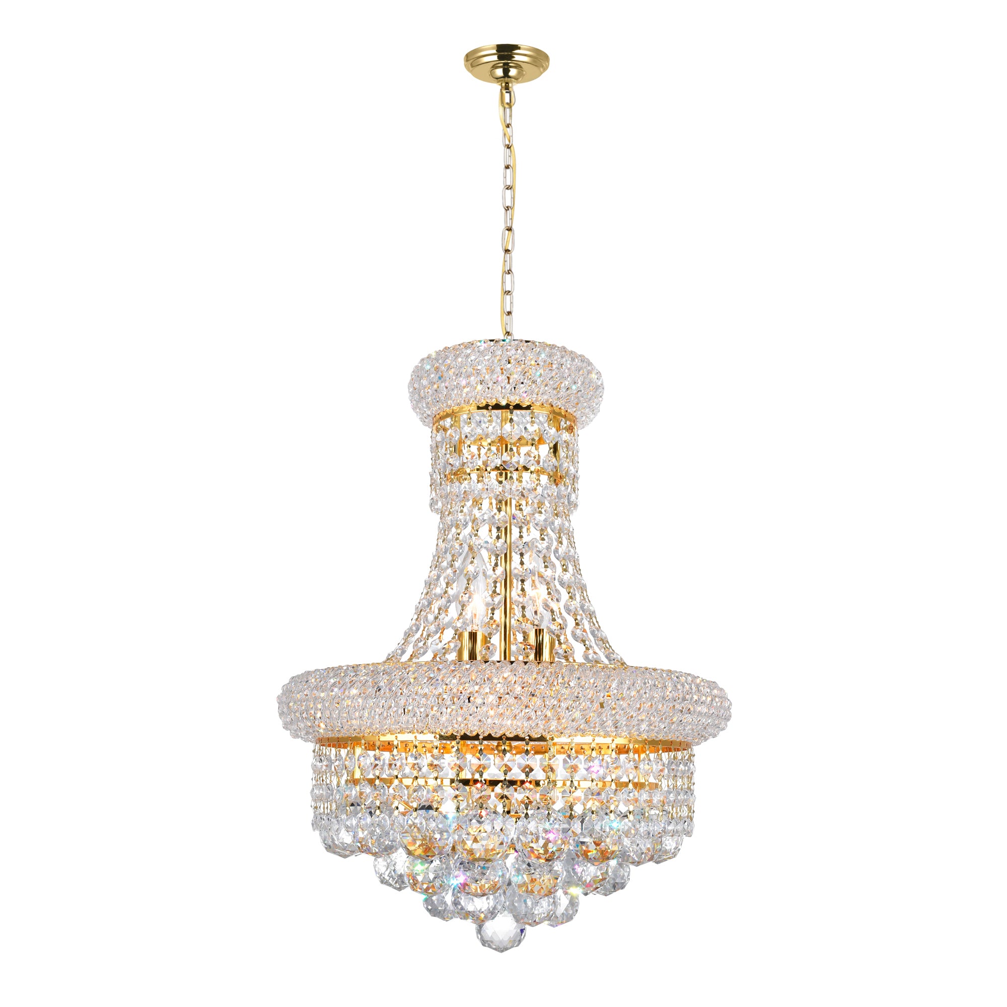 Empire 6 Light 14in Gold Chandelier with Crystals