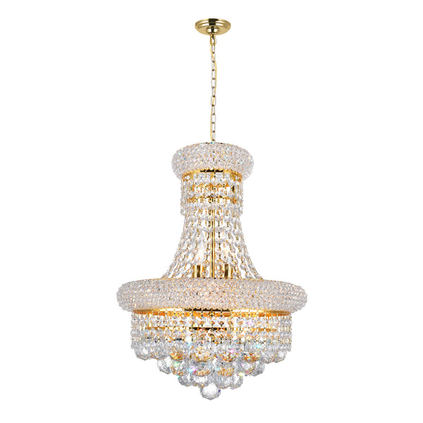 Empire 6 Light 14in Gold Chandelier with Crystals