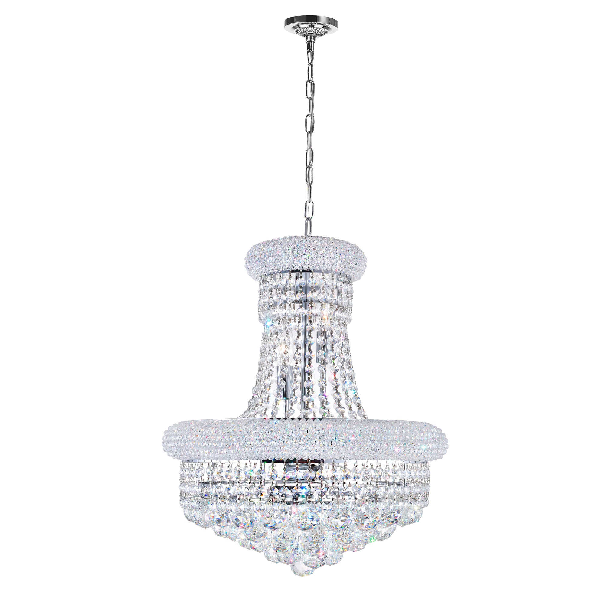 Empire 8 Light 18in Chrome Down Chandelier with Crystals
