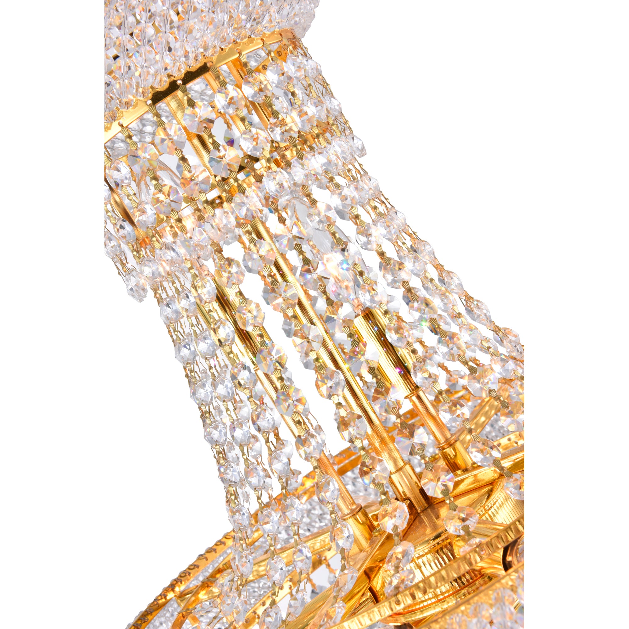 Empire 8 Light 18in Gold Down Chandelier with Crystals