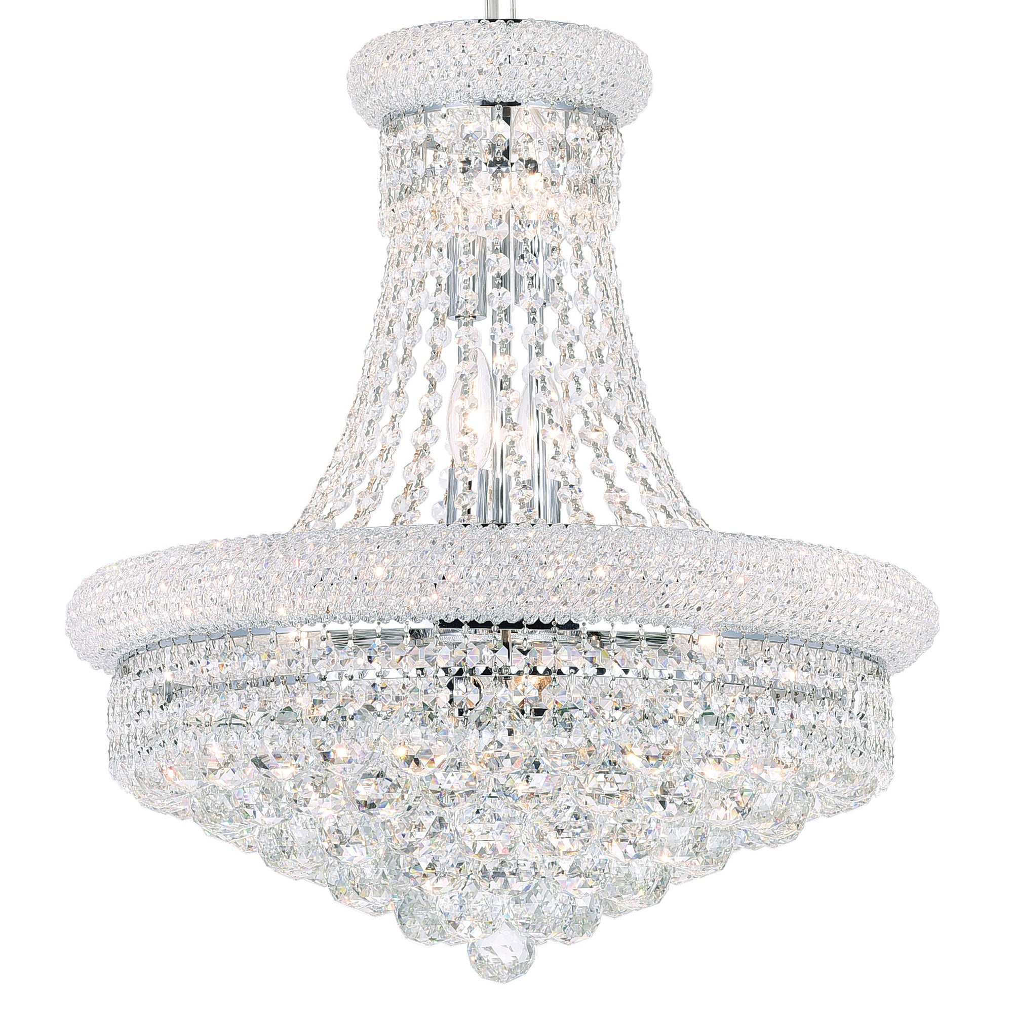 Empire 14 Light 20in Chrome Down Chandelier with Crystals