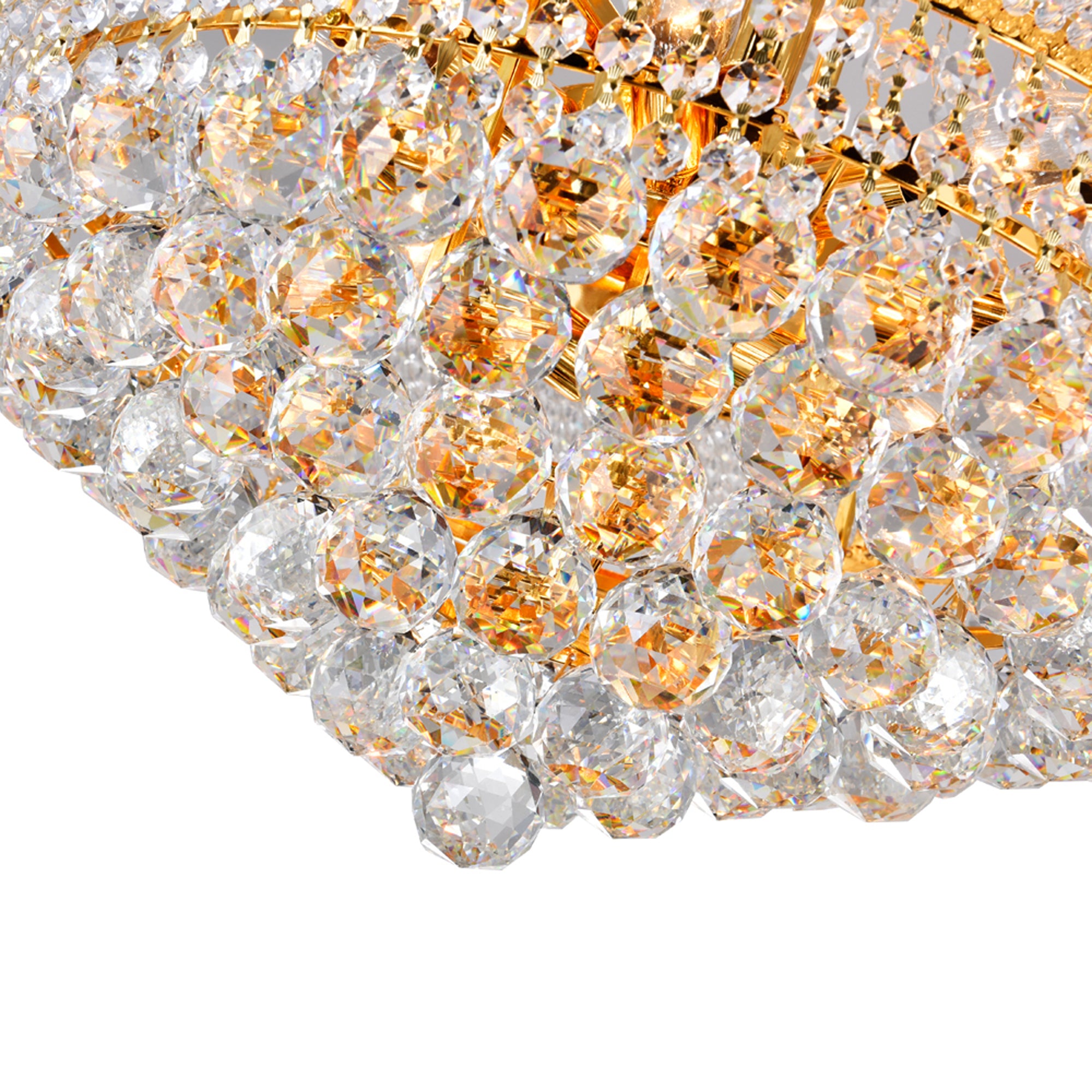 Empire 14 Light 20in Gold Down Chandelier with Crystals