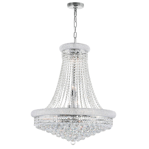 Empire 18 Light 28in Chrome Down Chandelier with Crystals