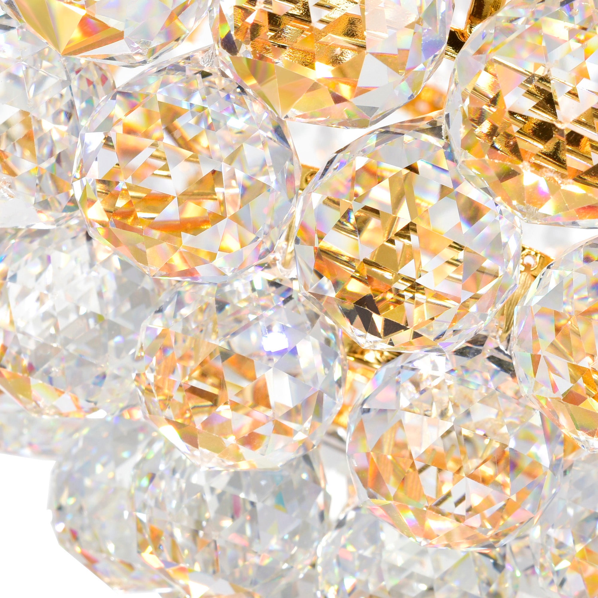 Empire 18 Light 28in Gold Down Chandelier with Crystals