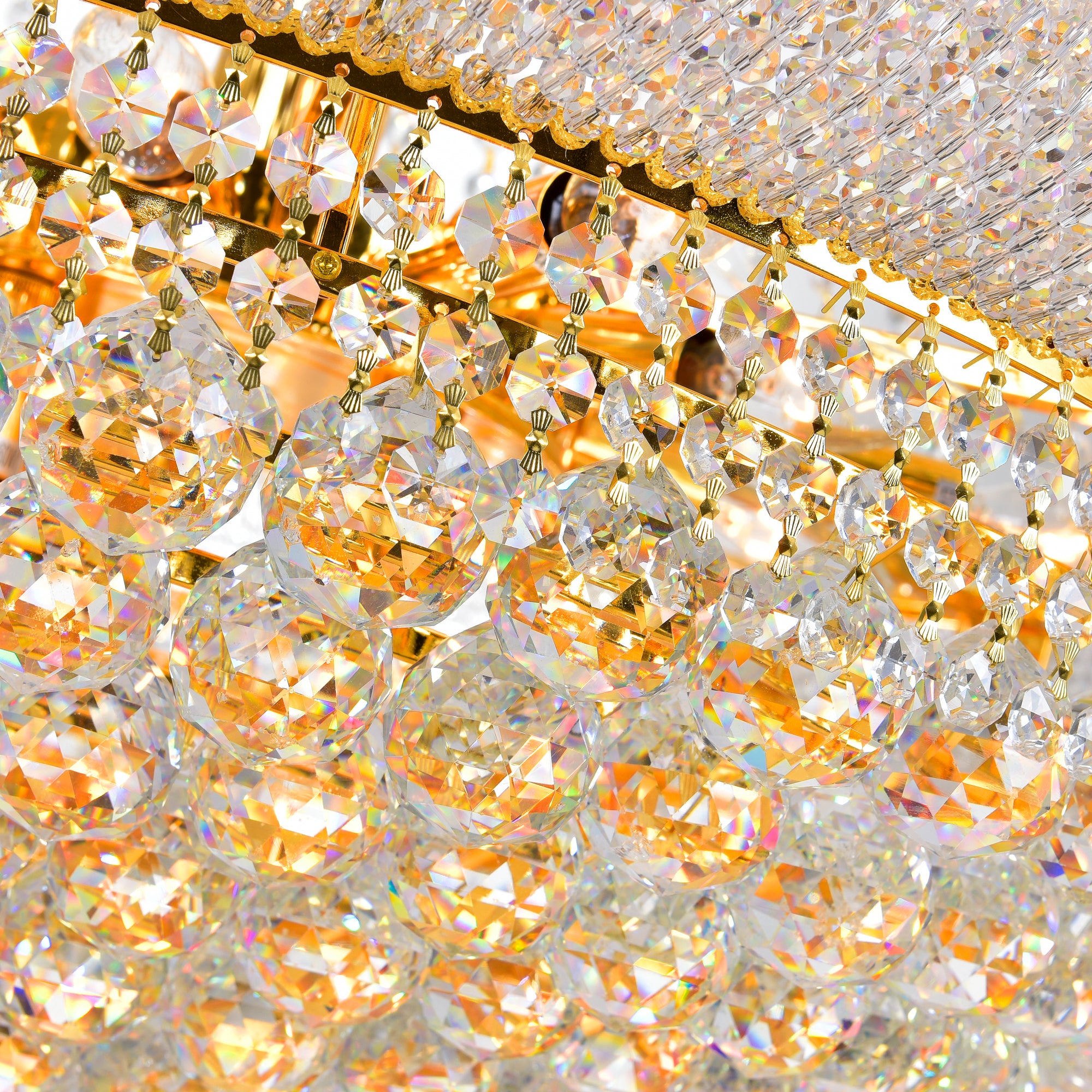 Empire 32 Light 30in Gold Down Chandelier with Crystals