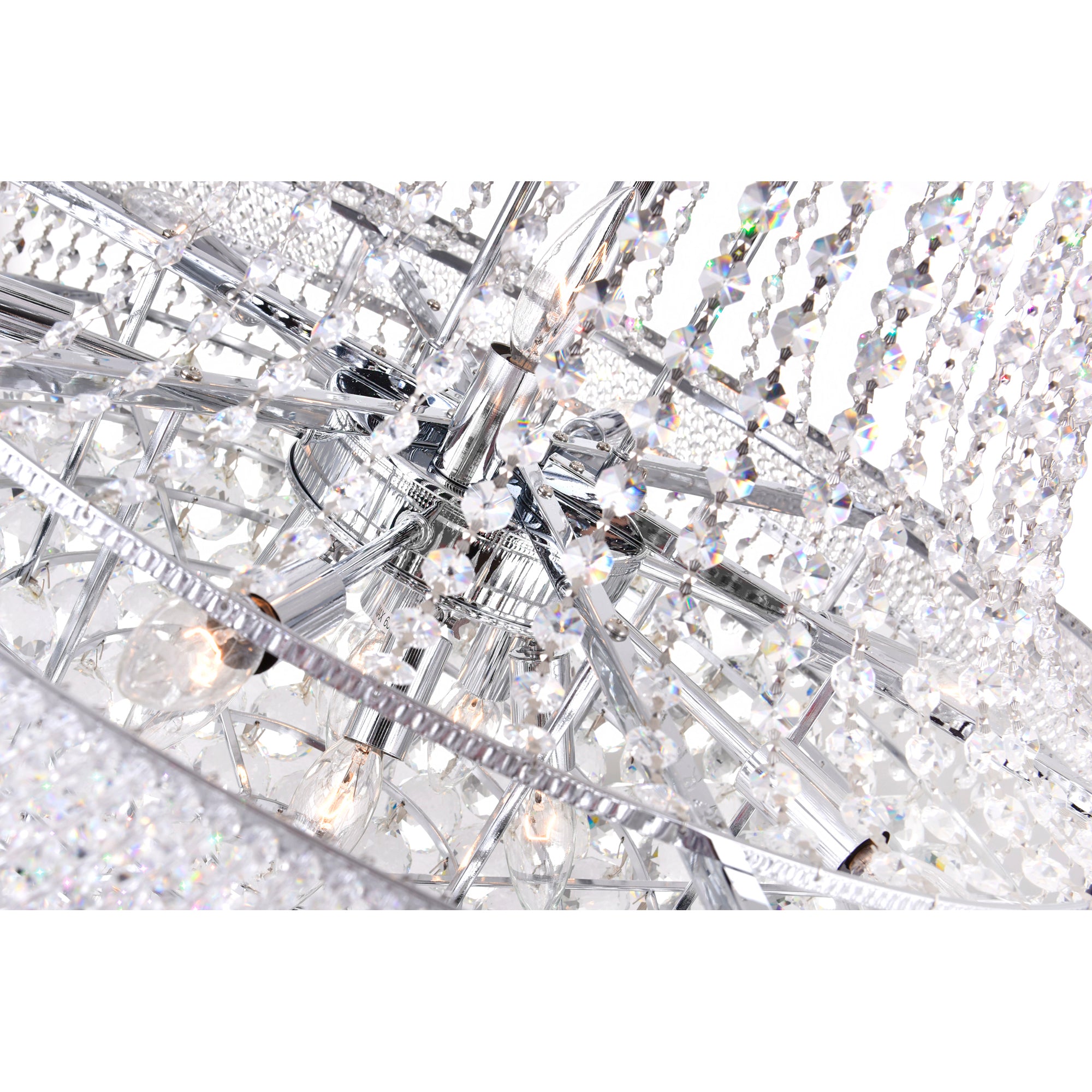 Empire 19 Light 32in Chrome Down Chandelier with Crystals