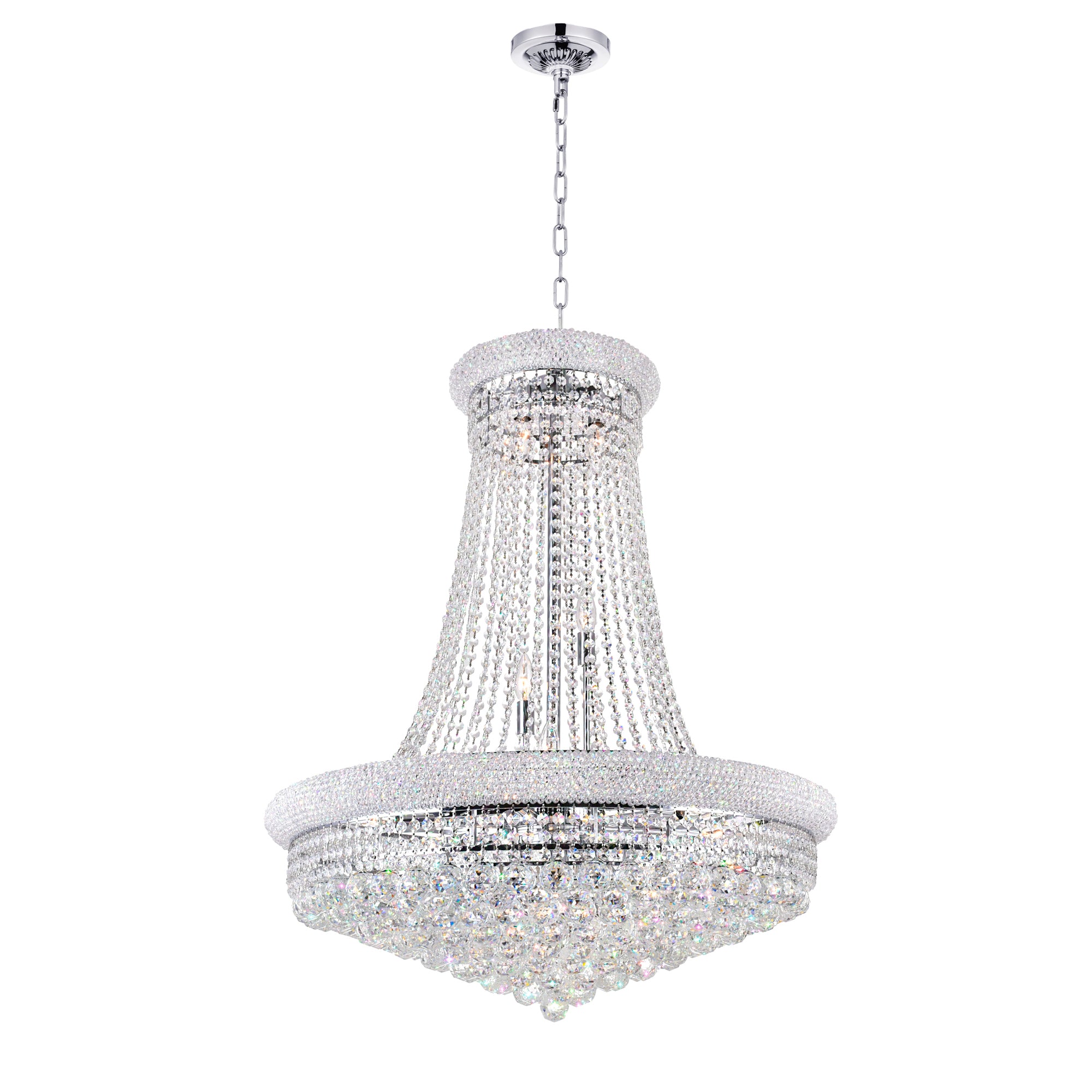 Empire 19 Light 32in Chrome Down Chandelier with Crystals