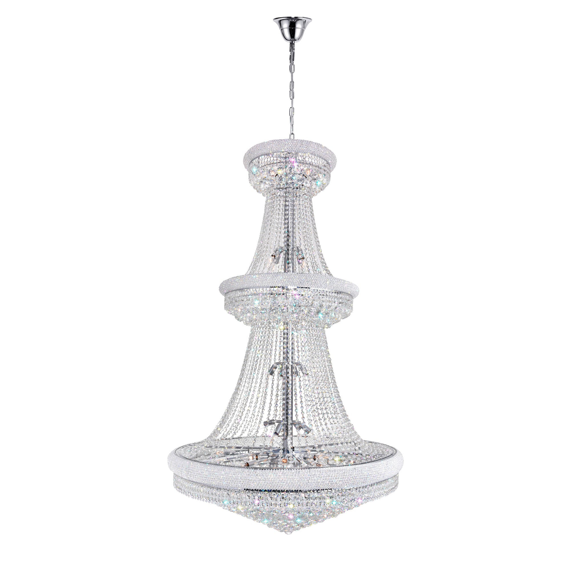 Empire 38 Light 42in Chrome Down Chandelier with Crystals