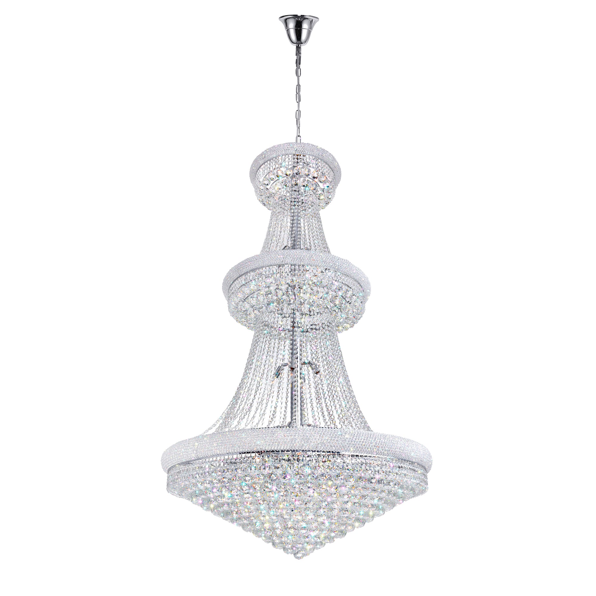Empire 38 Light 42in Chrome Down Chandelier with Crystals