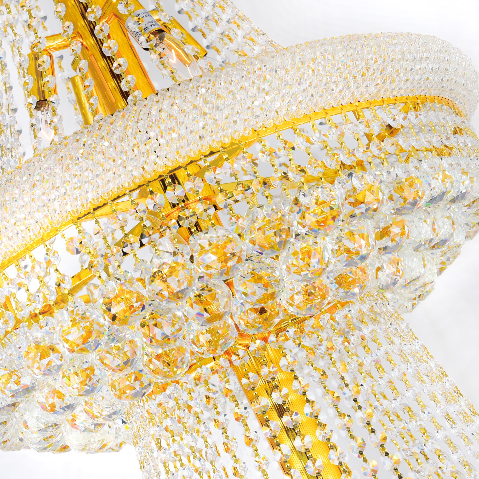 Empire 38 Light 42in Gold Down Chandelier with Crystals