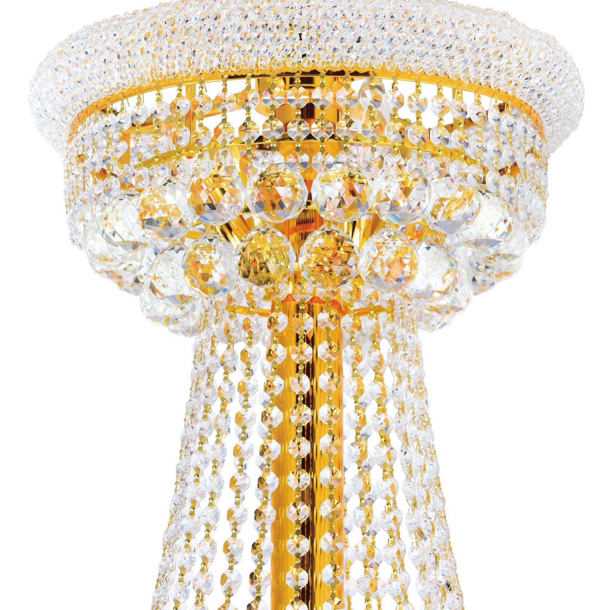 Empire 38 Light 42in Gold Down Chandelier with Crystals