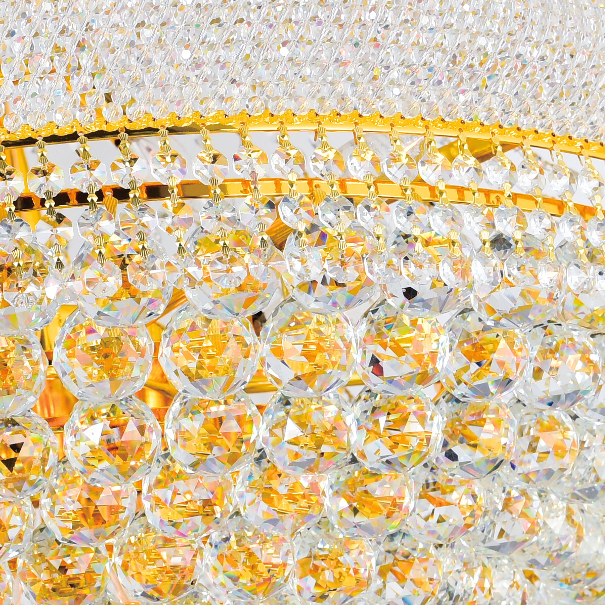 Empire 38 Light 42in Gold Down Chandelier with Crystals