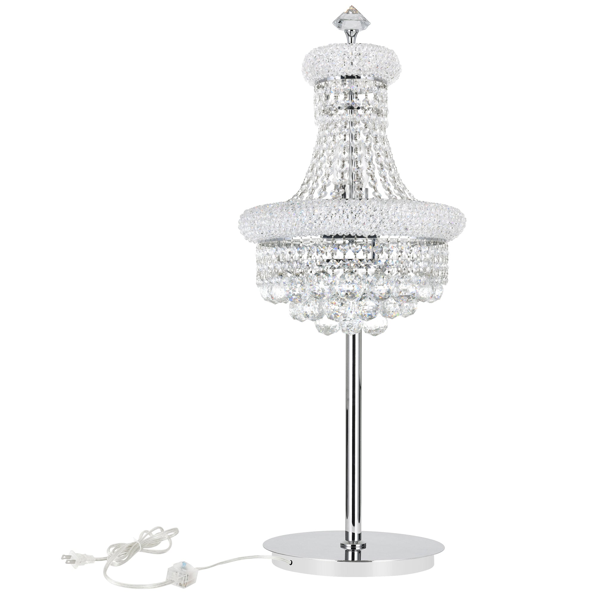 Empire 6 Light 14in Chrome Table Lamp with Crystals