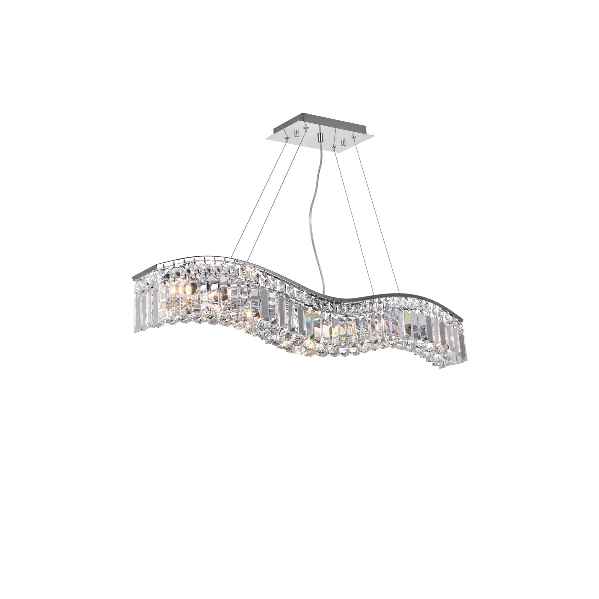 Glamorous 7 Light Down Chandelier With Chrome Finish