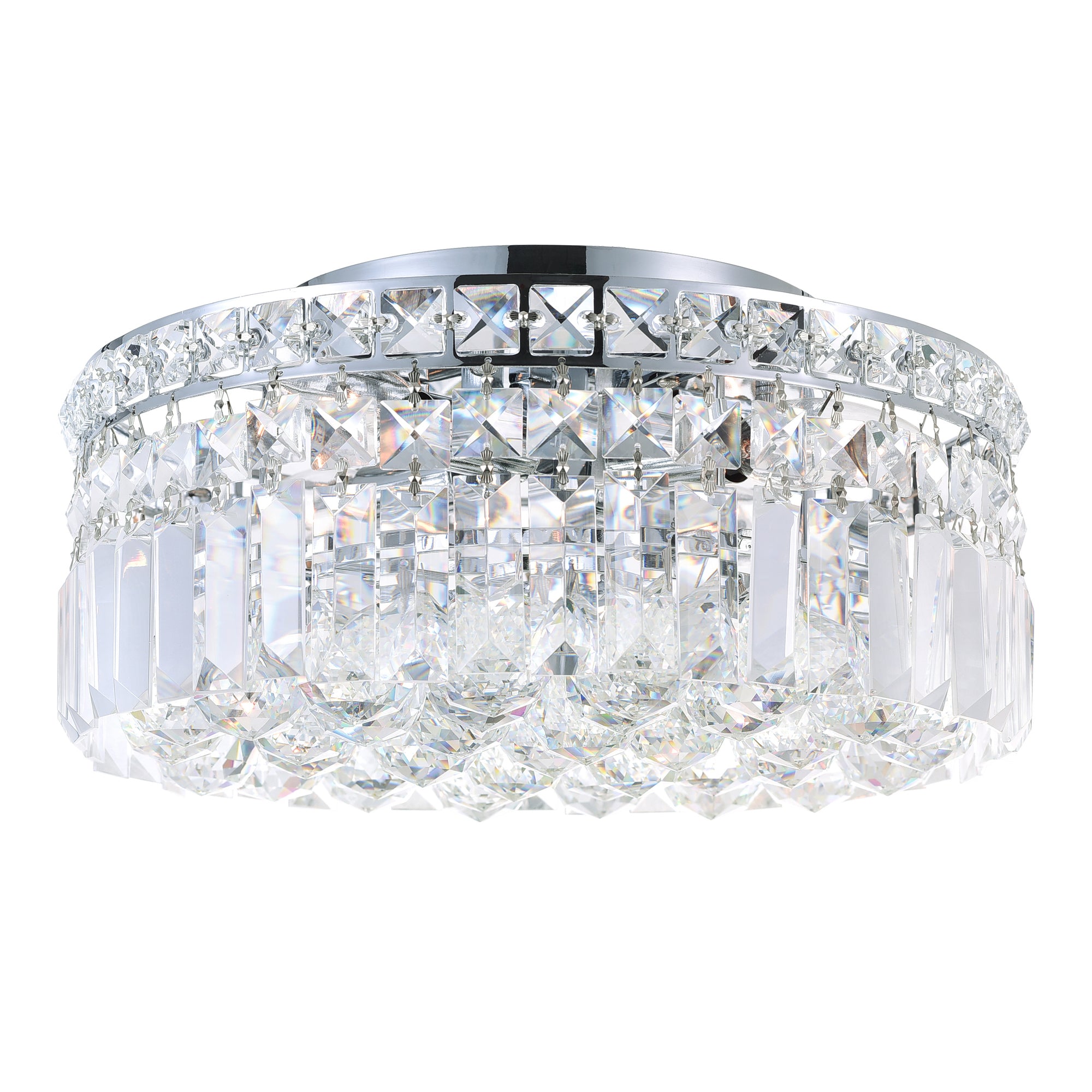 Colosseum 4 Light 12in Chrome Flush Mount with Crystals