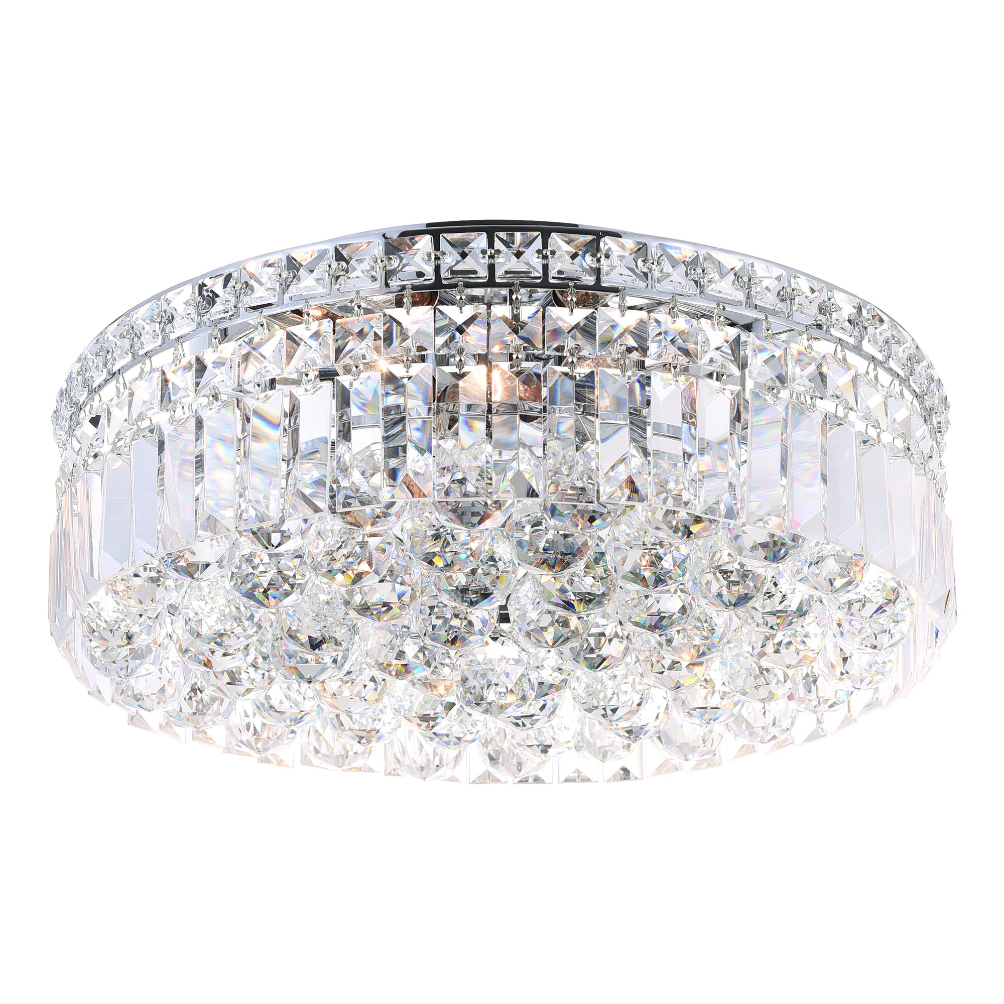 Colosseum 4 Light 14in Chrome Flush Mount with Crystals