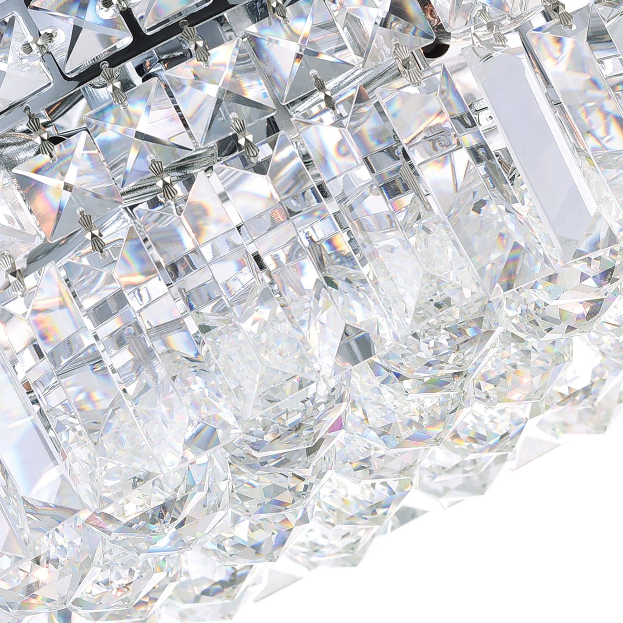 Colosseum 4 Light 14in Chrome Flush Mount with Crystals