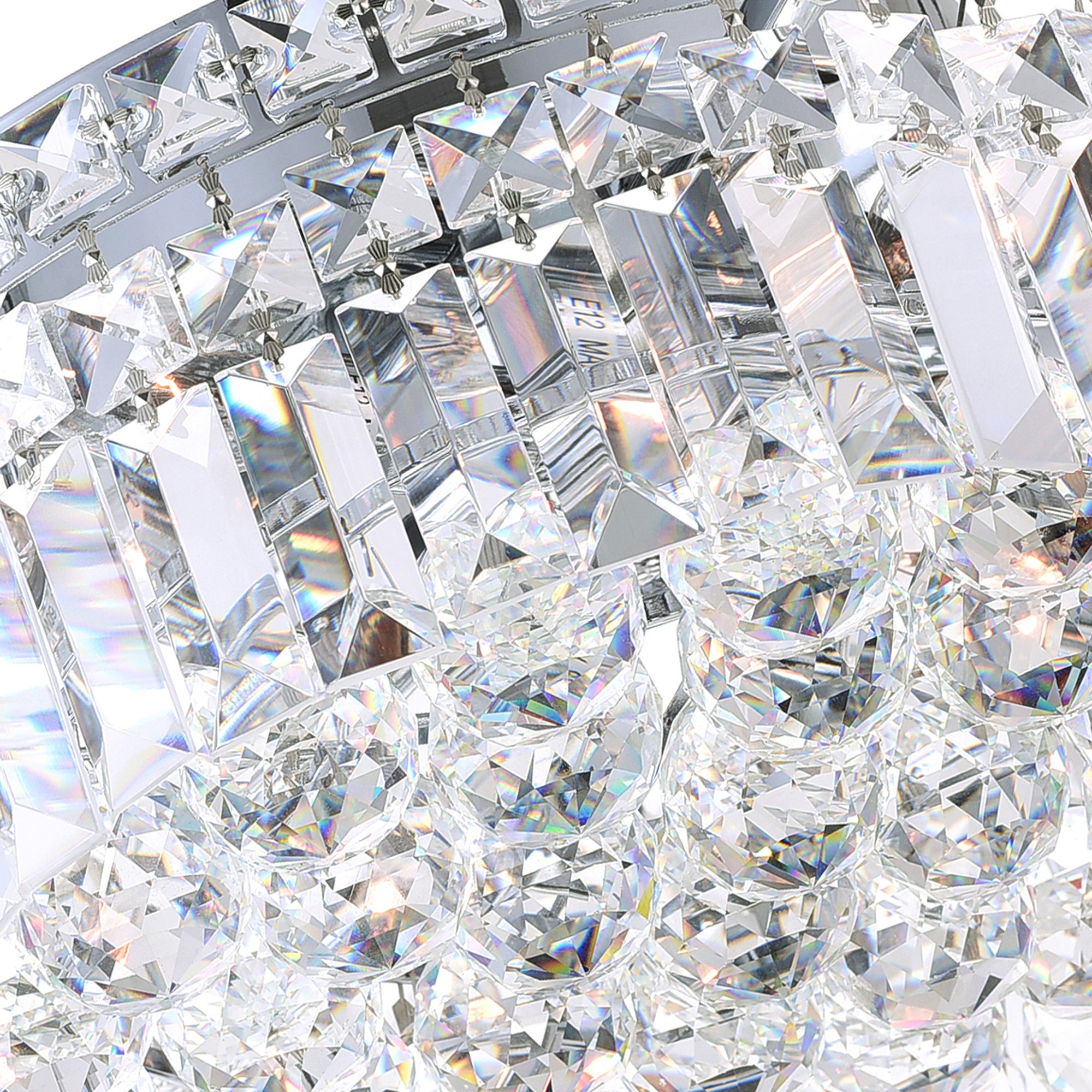 Colosseum 4 Light 14in Chrome Flush Mount with Crystals