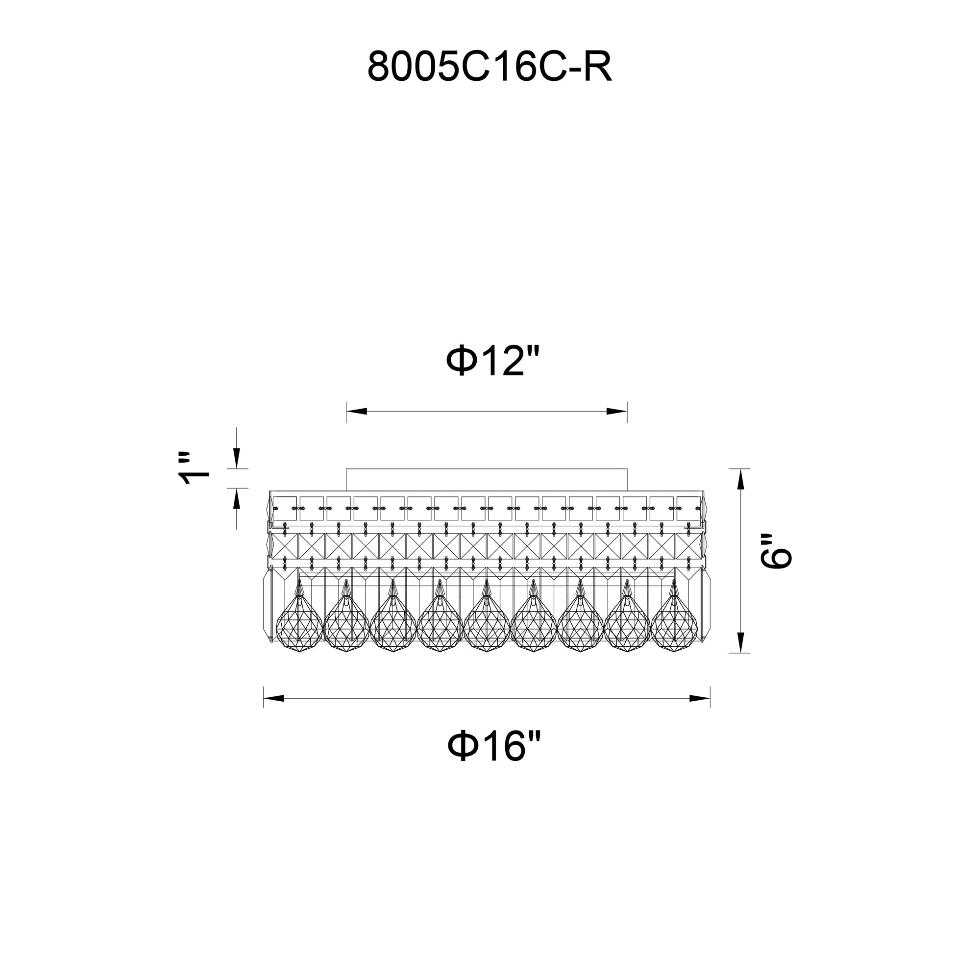 Colosseum 5 Light 16in Chrome Flush Mount with Crystals