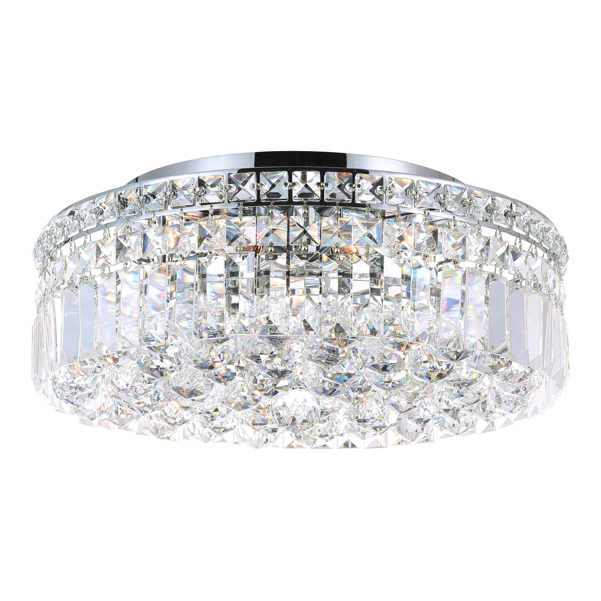 Colosseum 5 Light 16in Chrome Flush Mount with Crystals