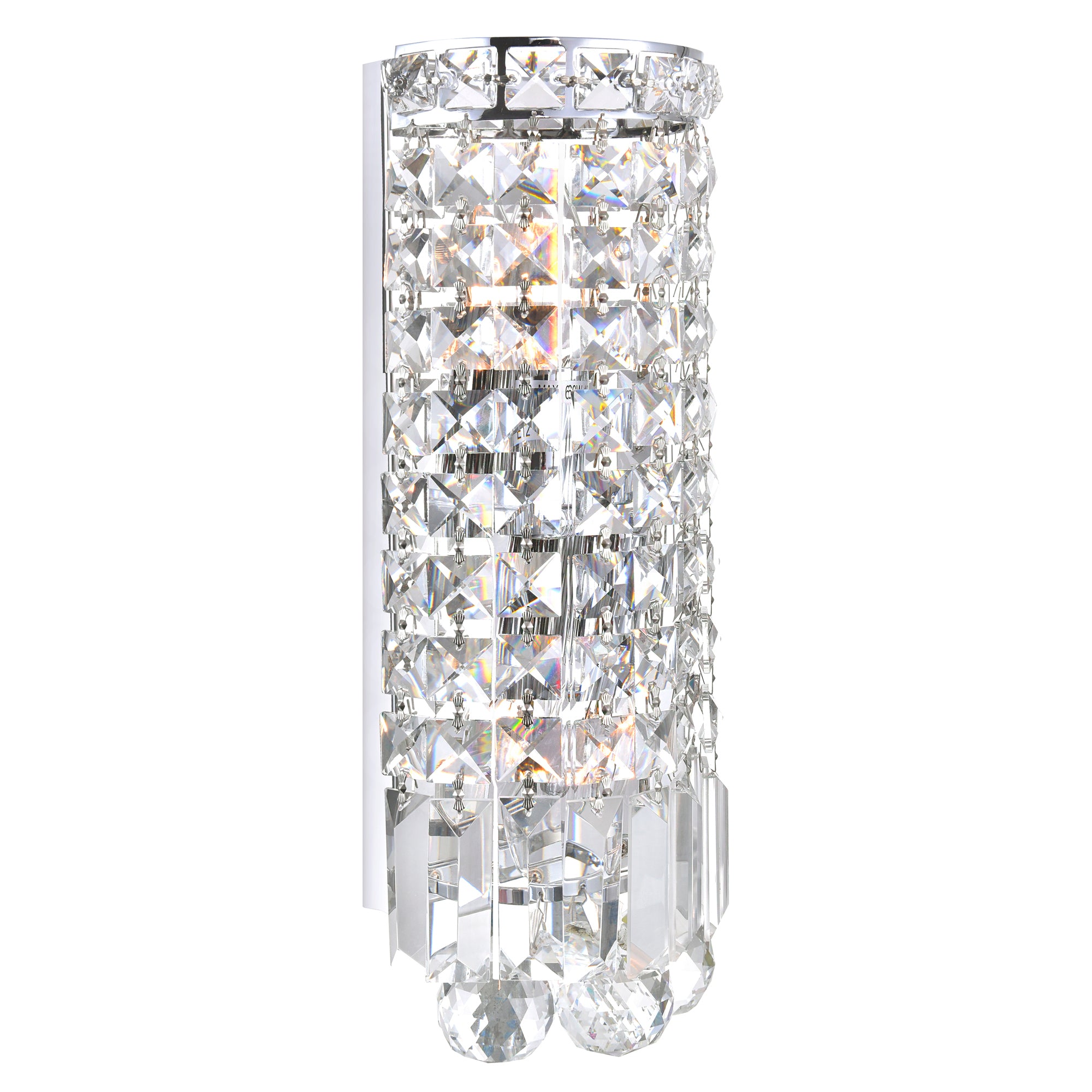 Colosseum 2 Light 5in Chrome Bathroom Sconce with Crystals