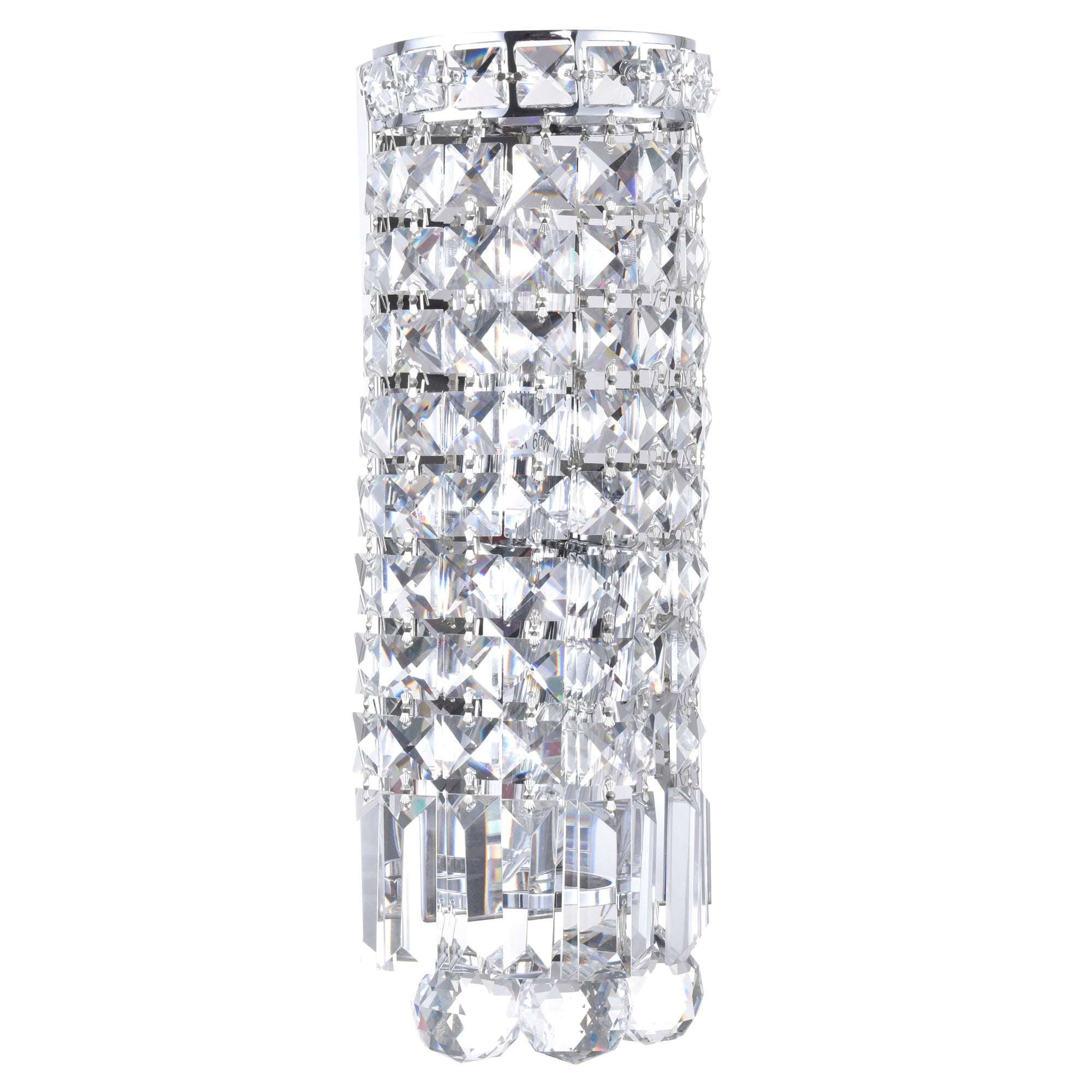 Colosseum 2 Light 5in Chrome Bathroom Sconce with Crystals