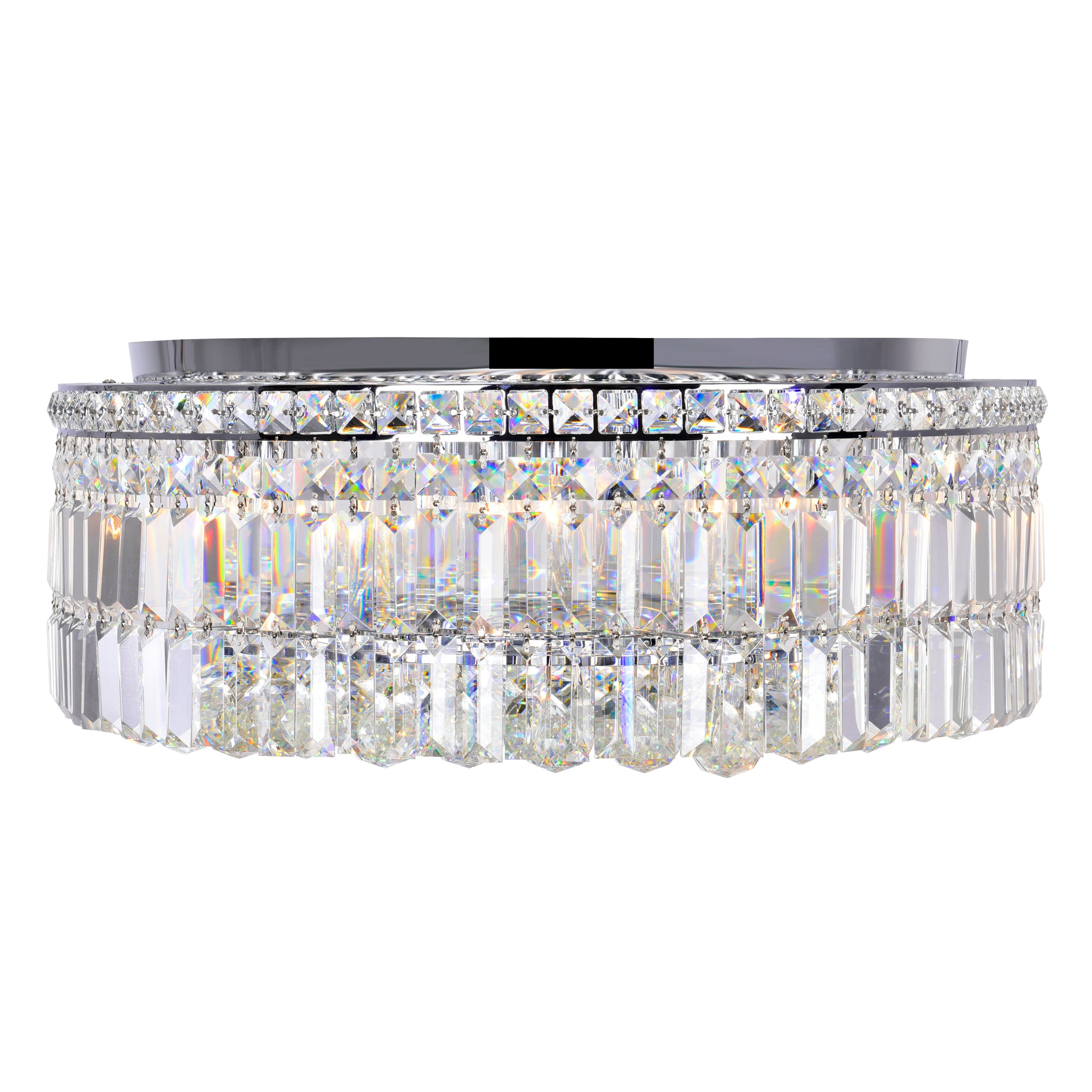 Colosseum 10 Light 24in Chrome Flush Mount with Crystals