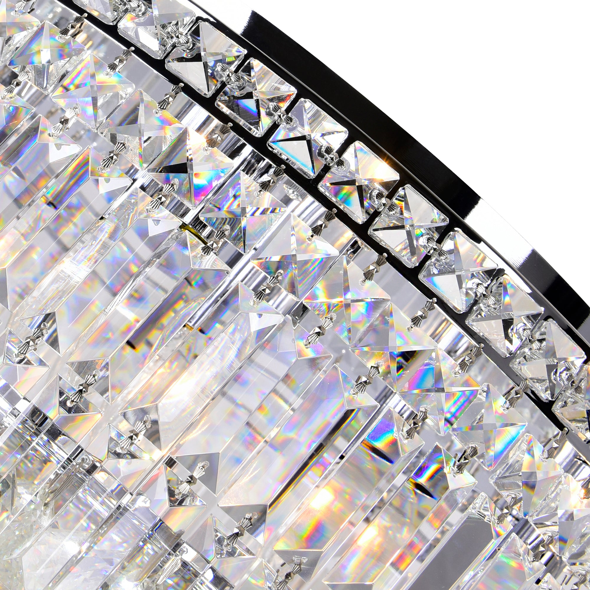 Colosseum 10 Light 24in Chrome Flush Mount with Crystals