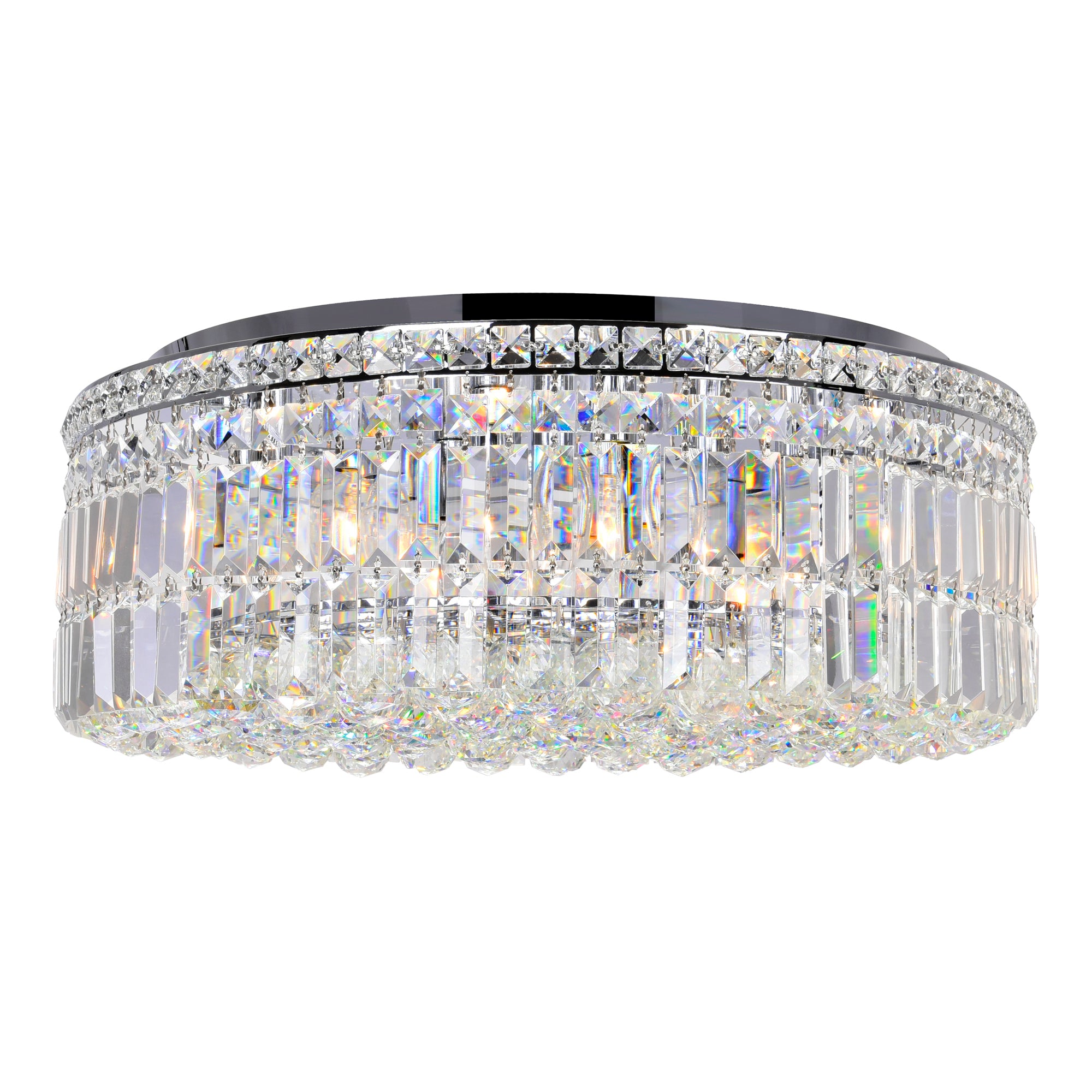 Colosseum 10 Light 24in Chrome Flush Mount with Crystals