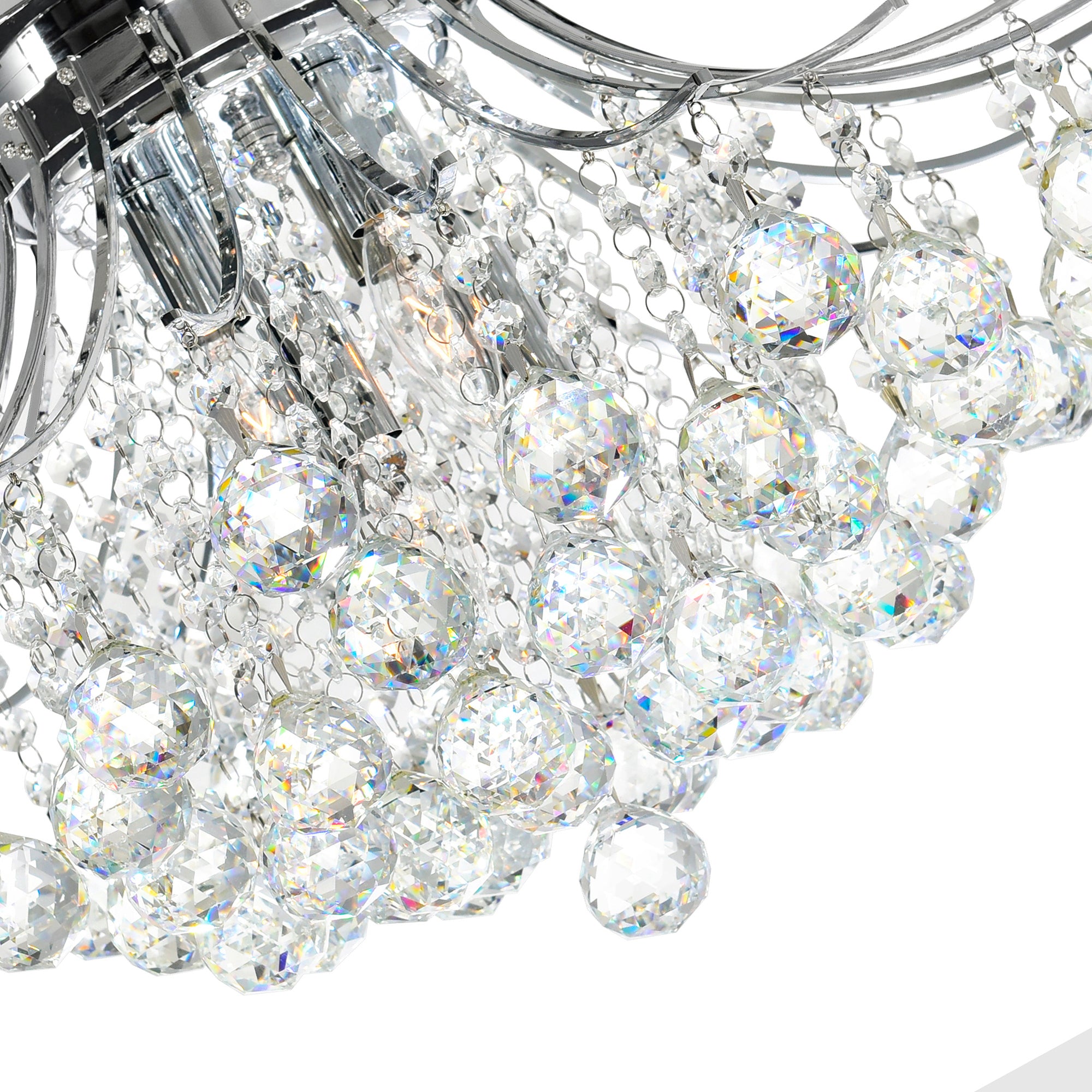 Princess 6 Light 20in Chrome Flush Mount with Crystals