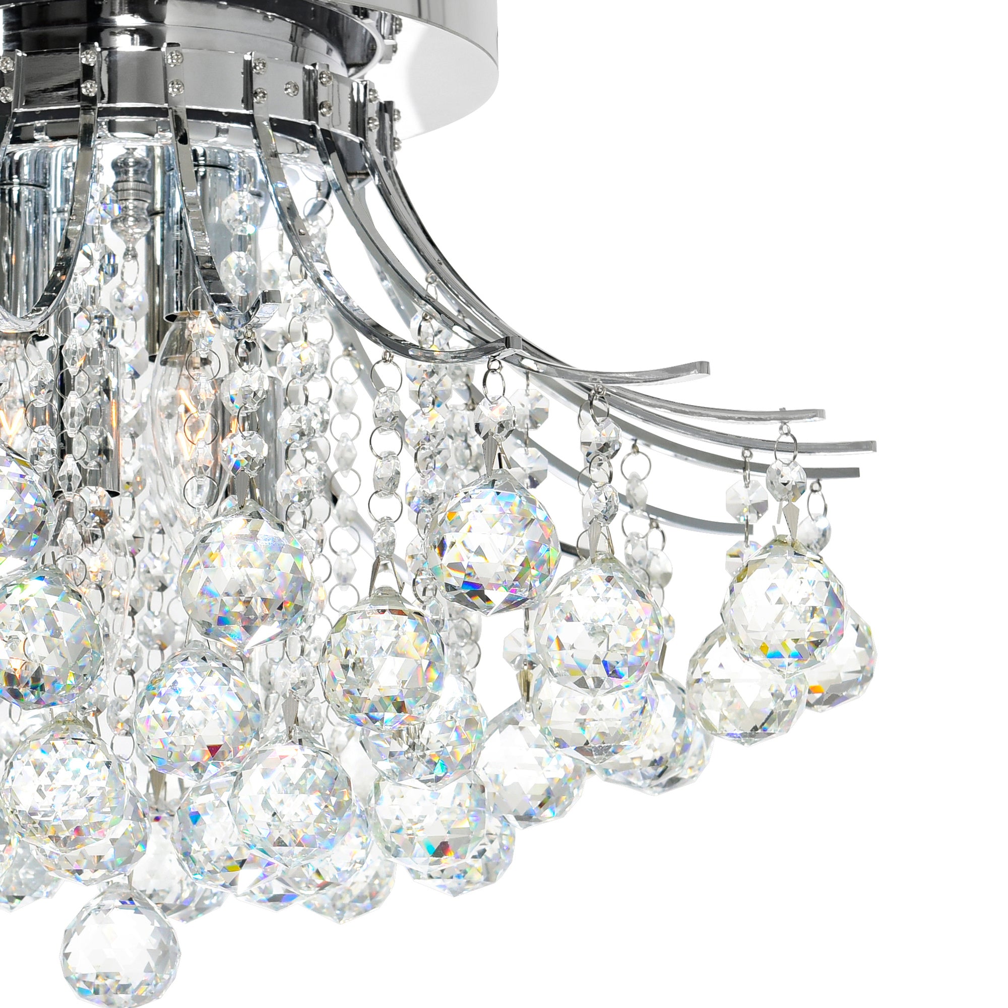 Princess 6 Light 20in Chrome Flush Mount with Crystals