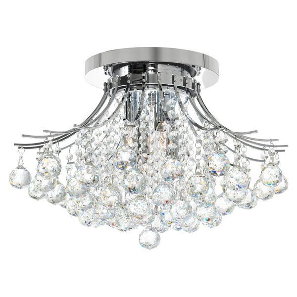 Princess 6 Light 20in Chrome Flush Mount with Crystals