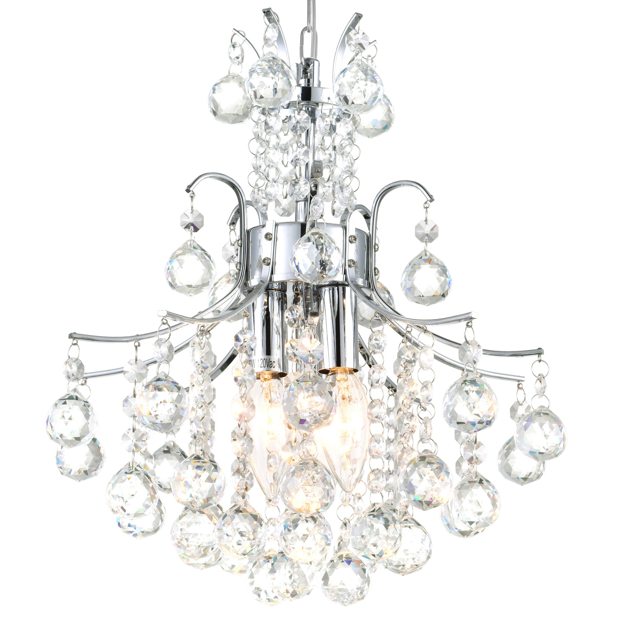 Princess 3 Light 12in Chrome Mini Chandelier with Crystals