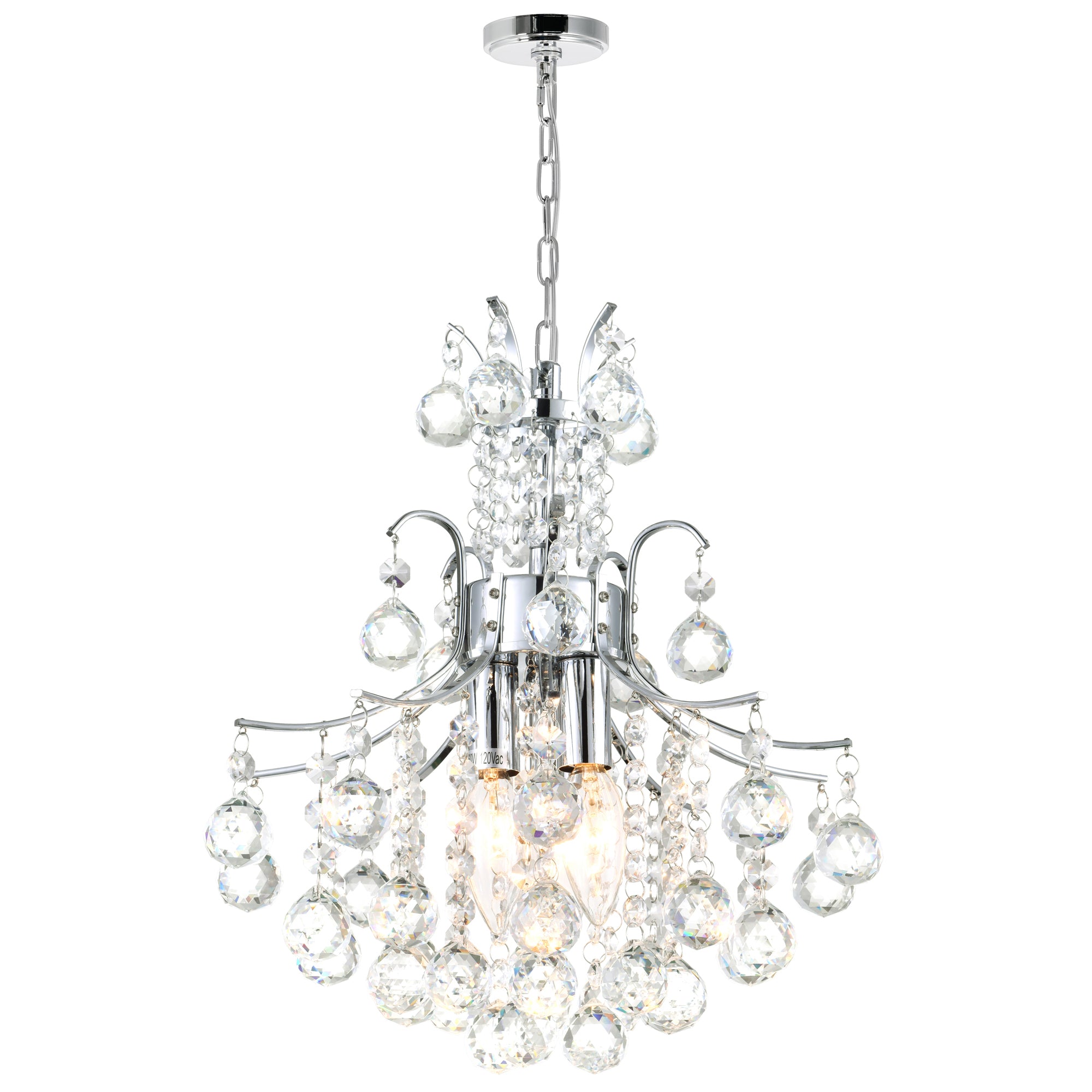 Princess 3 Light 12in Chrome Mini Chandelier with Crystals