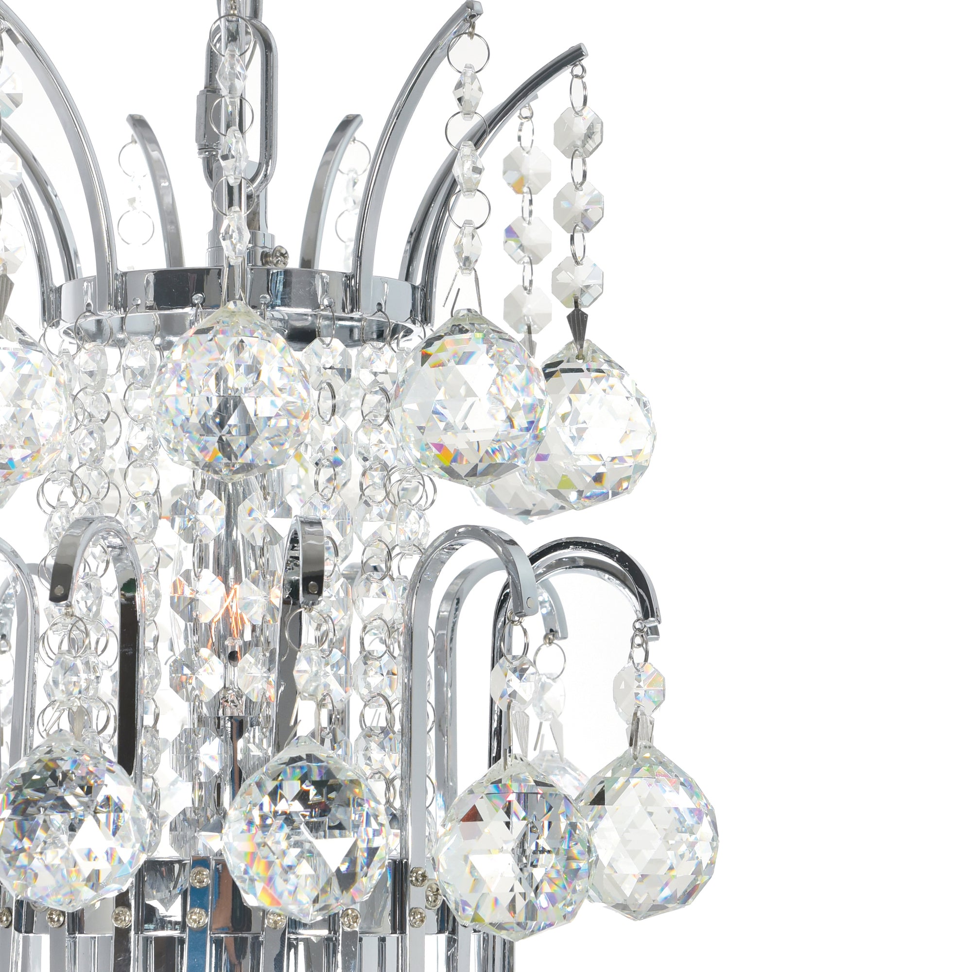 Princess 8 Light 20in Chrome Down Chandelier with Crystals