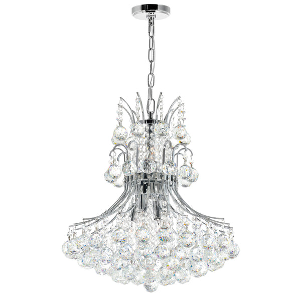 Princess 8 Light 20in Chrome Down Chandelier with Crystals