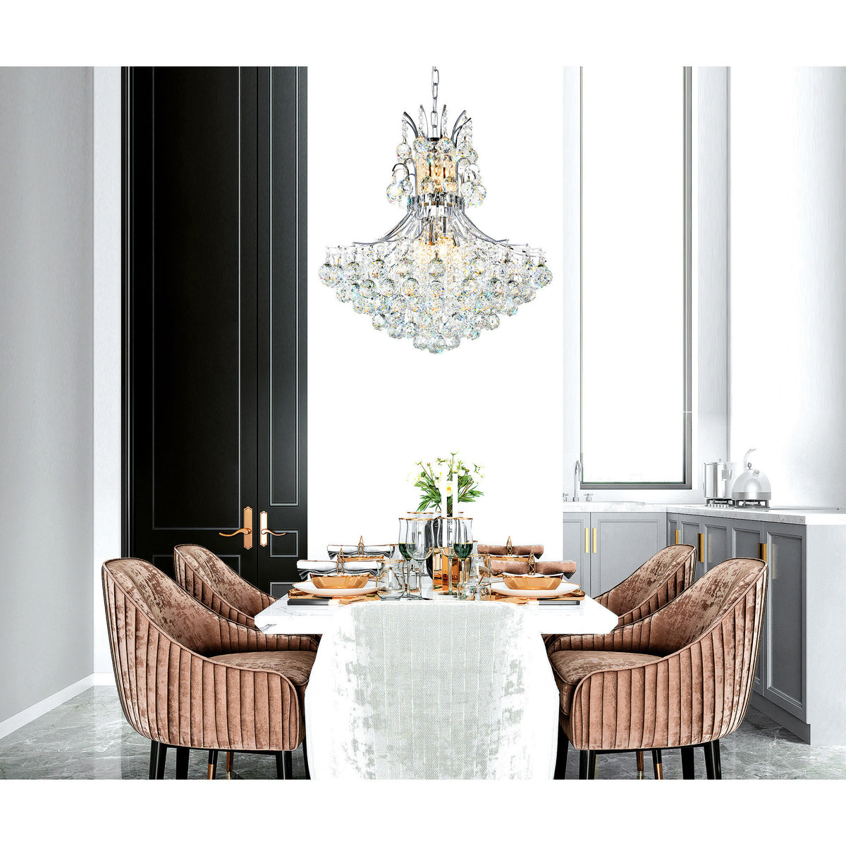 Princess 10 Light 24in Chrome Down Chandelier